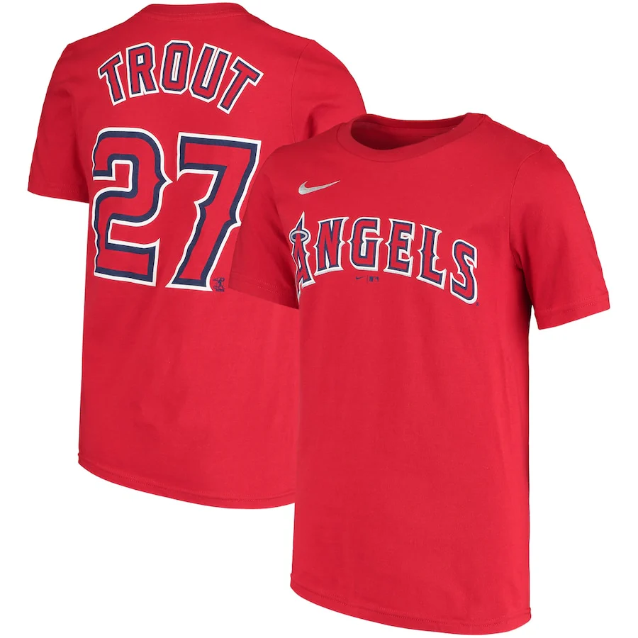 Youth Mike Trout Los Angeles Angels Nike Red Name & Number T-Shirt