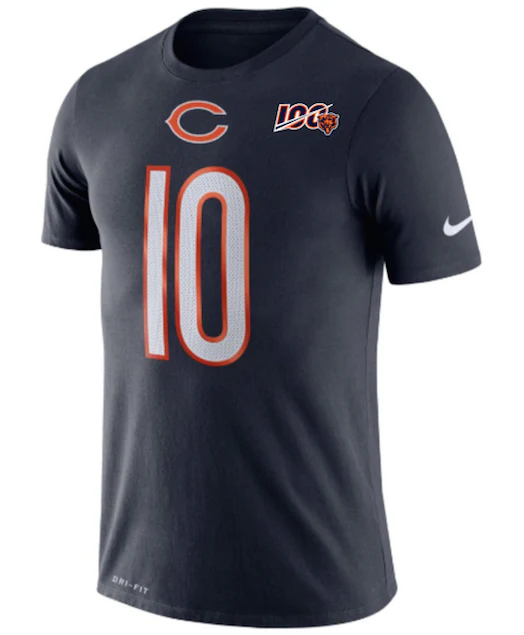 Men's Chicago Bears Mitchell Trubisky 100th Anniversary Nike Navy Player Pride Name & Number Performance T-Shirt