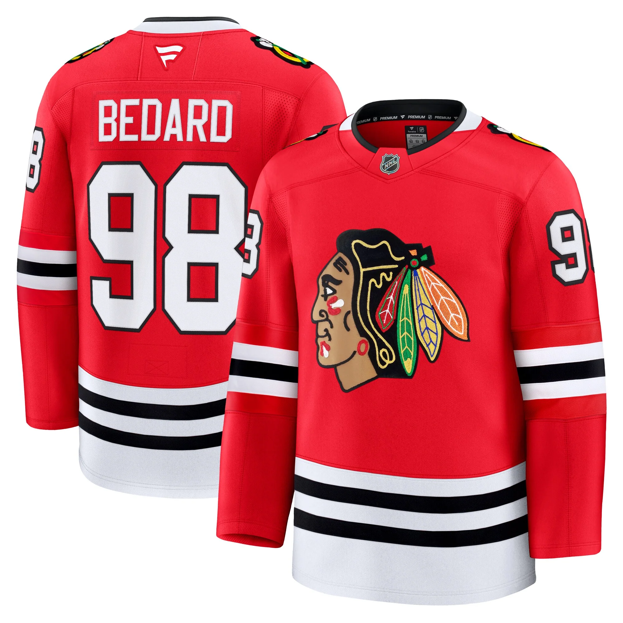 Men's Connor Bedard Chicago Blackhawks Fanatics Red Home Premium Jersey