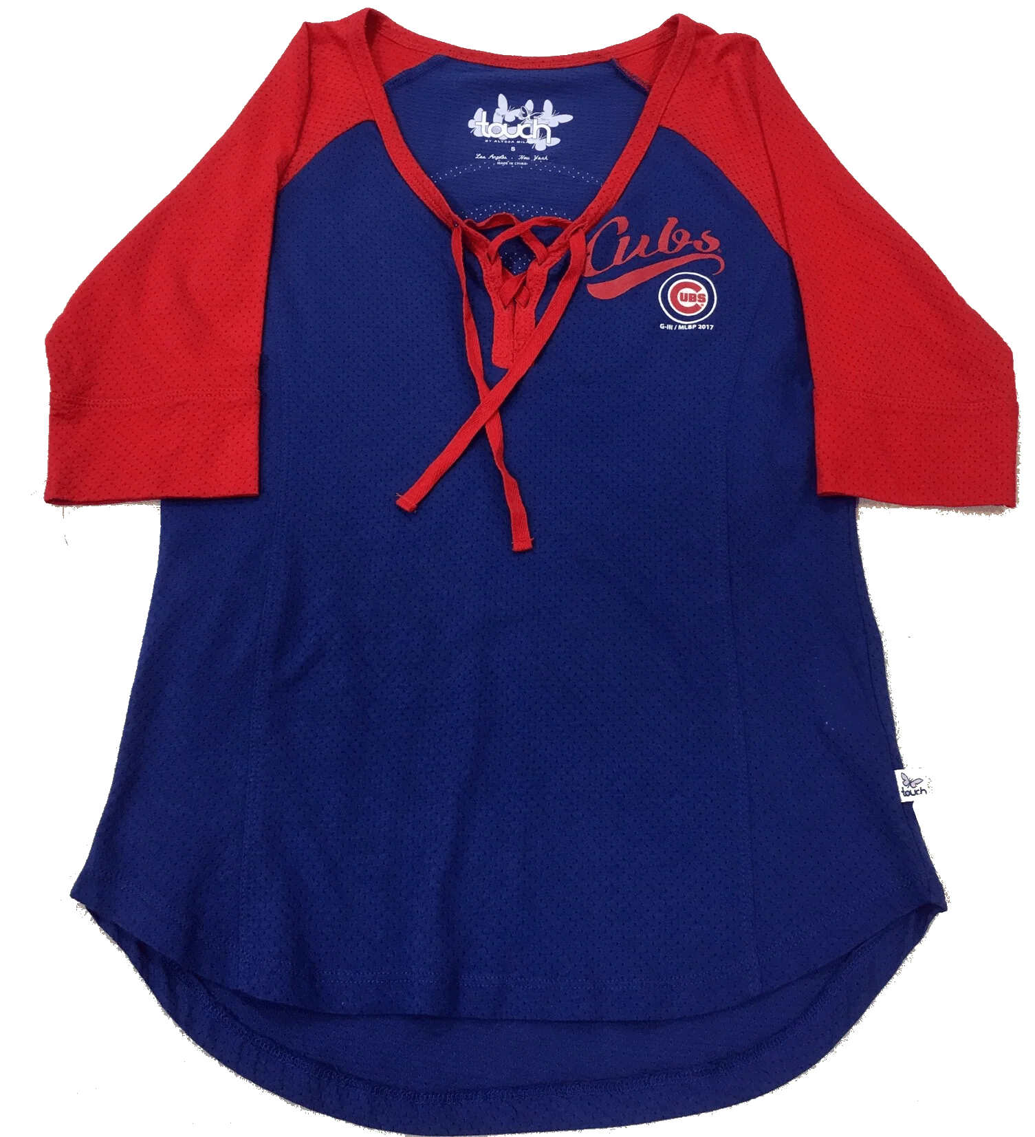 Women's Chicago Cubs Touch by Alyssa Milano Blue/Red Perfect Game 3/4-Sleeve T-Shirt