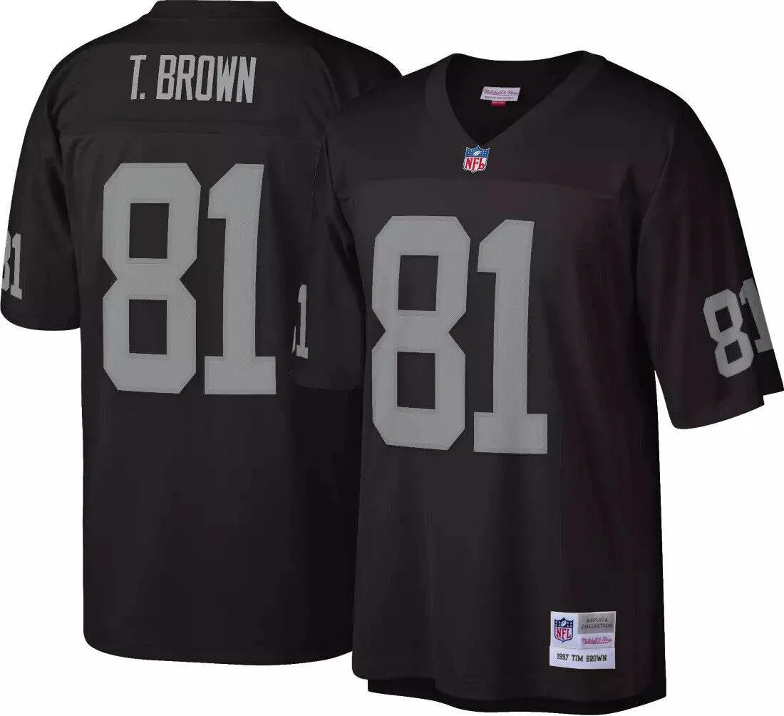 Mens Las Vegas Raiders Tim Brown Mitchell & Ness Black Retired Player Vintage Replica Jersey
