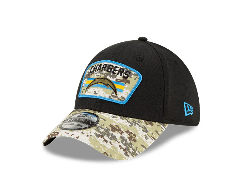 Men's Los Angeles Chargers New Era Black 2021 Salute to Service Primary Logo 39THIRTY Flex Hat