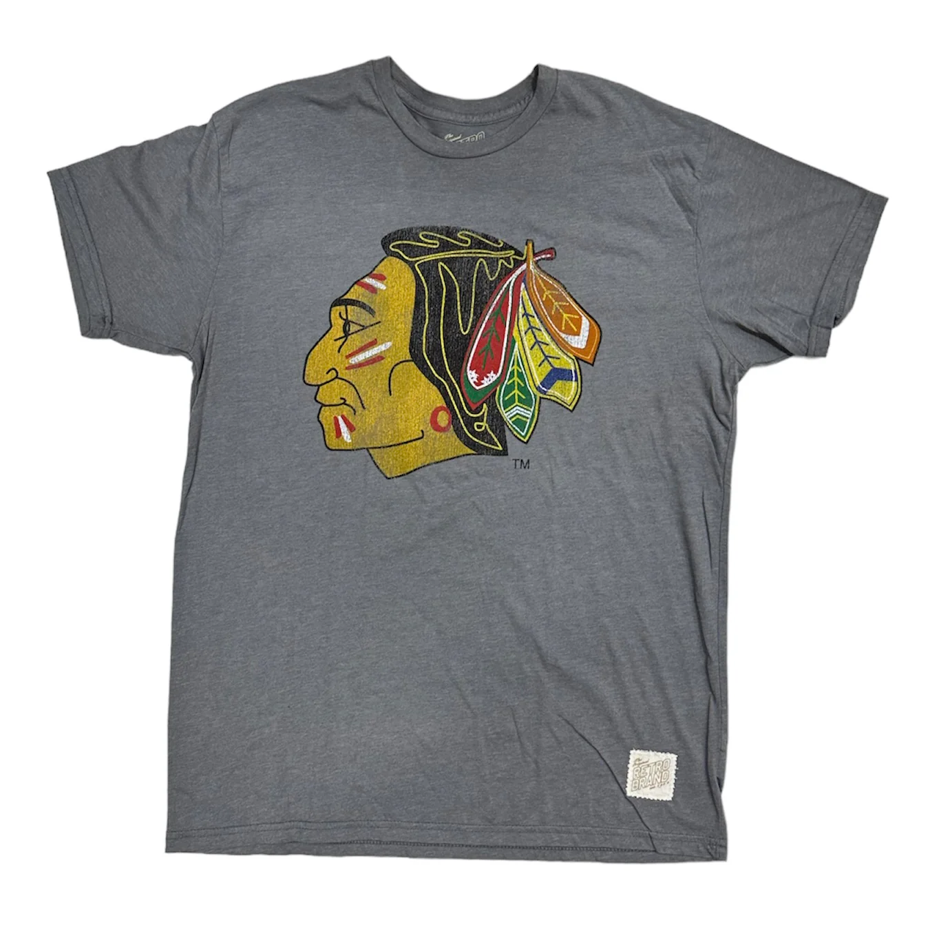 Men's Chicago Blackhawks Gray 1961 Logo Retro Brand Tee