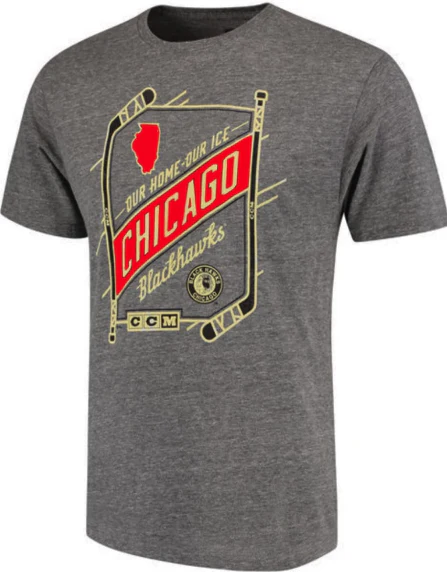 Men's NHL Chicago Blackhawks Gray Our Our Home Ice Short Sleeve Tee