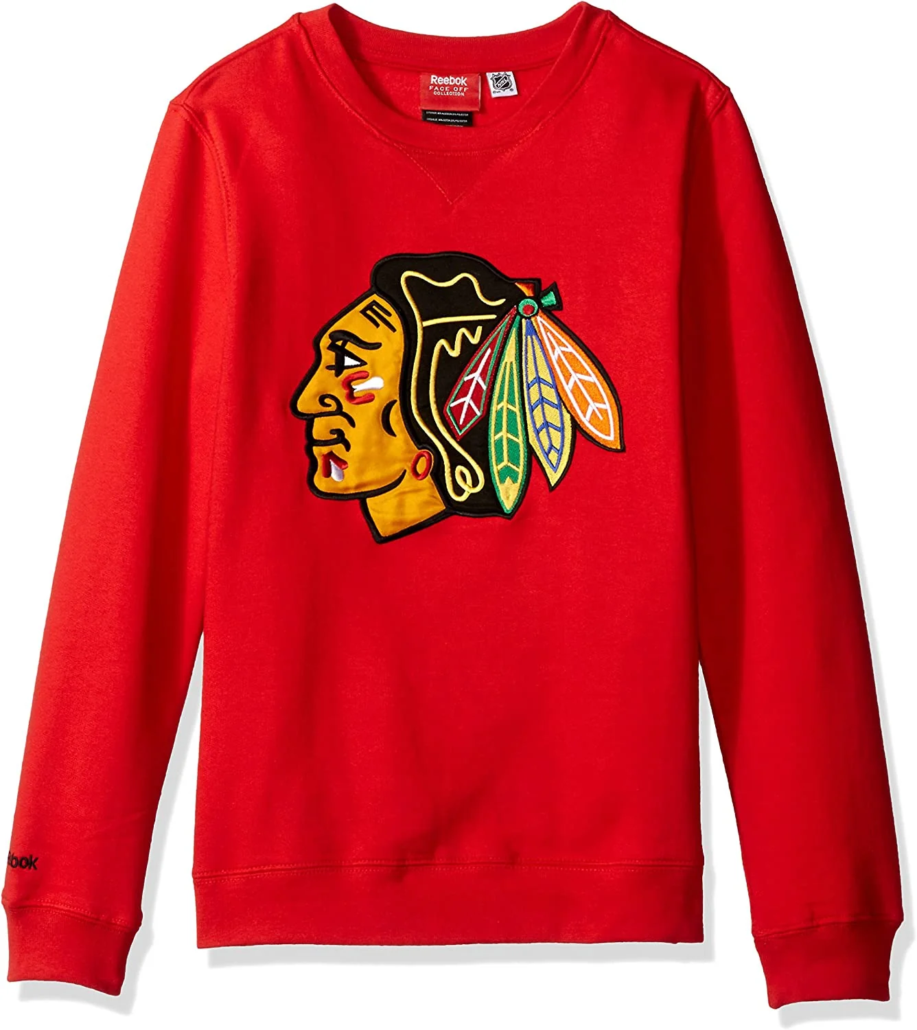 Youth Chicago Blackhawks Red Primary Logo Crew Neck Reebok Sweatshirt