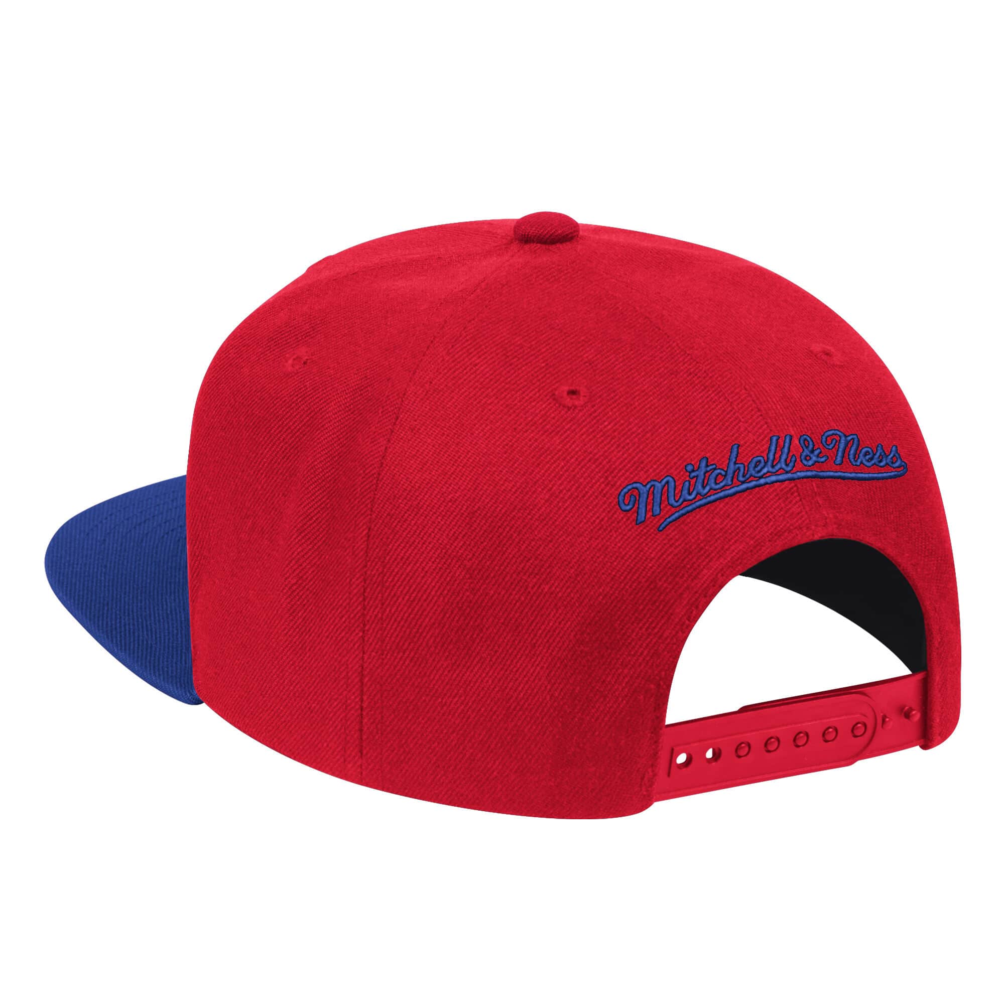 Mens NBA Philadelphia 76ers Red/Royal Wool 2 Tone Snapback Hat By Mitchell And Ness