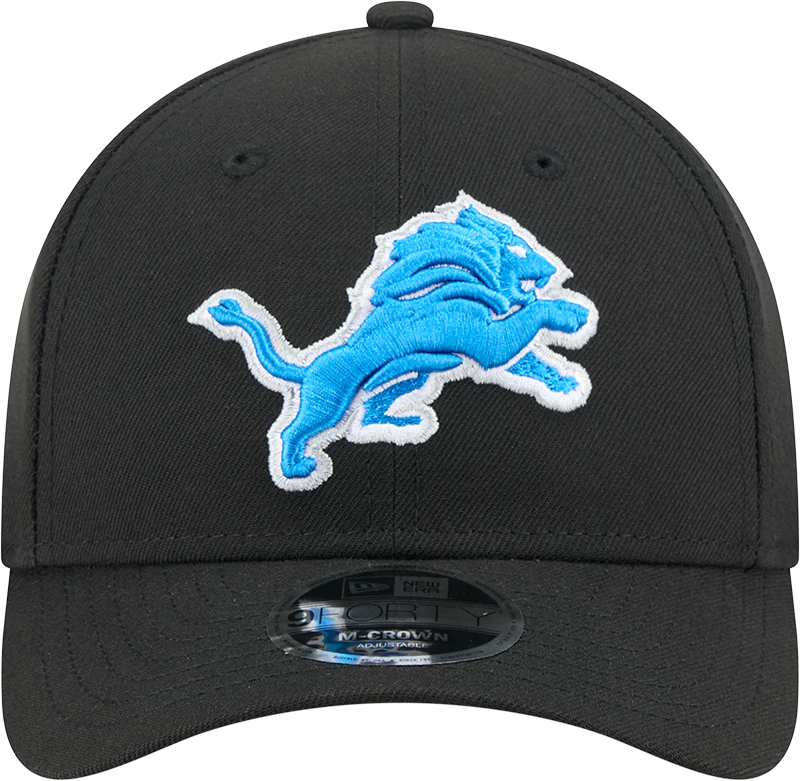Men's Detroit Lions New Era Primary Logo Black M-Crown 9FORTY Snapback Adjustable Hat