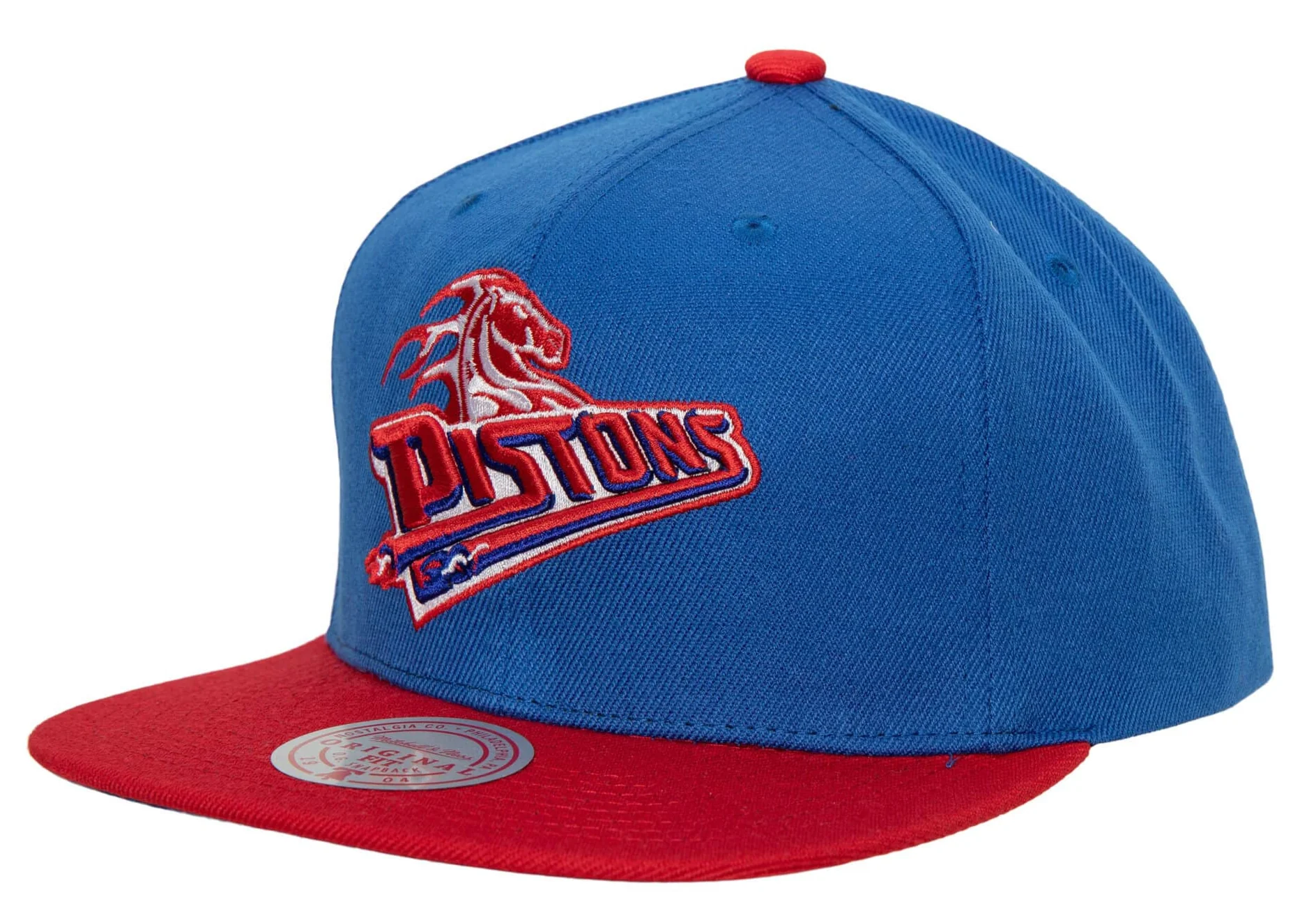 Detroit Pistons Mitchell & Ness Hardwood Classics Reload 2.0 Snapback Hat - Royal/Red