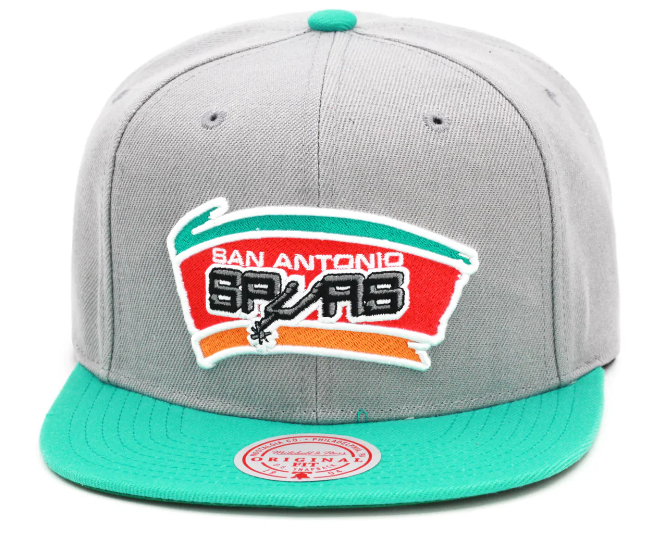 Men's Mitchell & Ness San Antonio Spurs Hardwood Classics Core Gray/ Teal Adjustable Snapback Hat