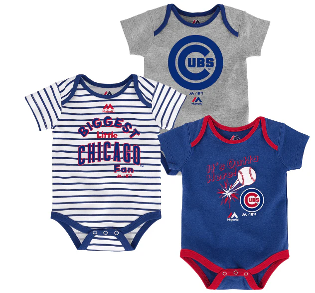 Newborn Chicago Cubs Home Run 3-Pack Bodysuit Set By Majestic