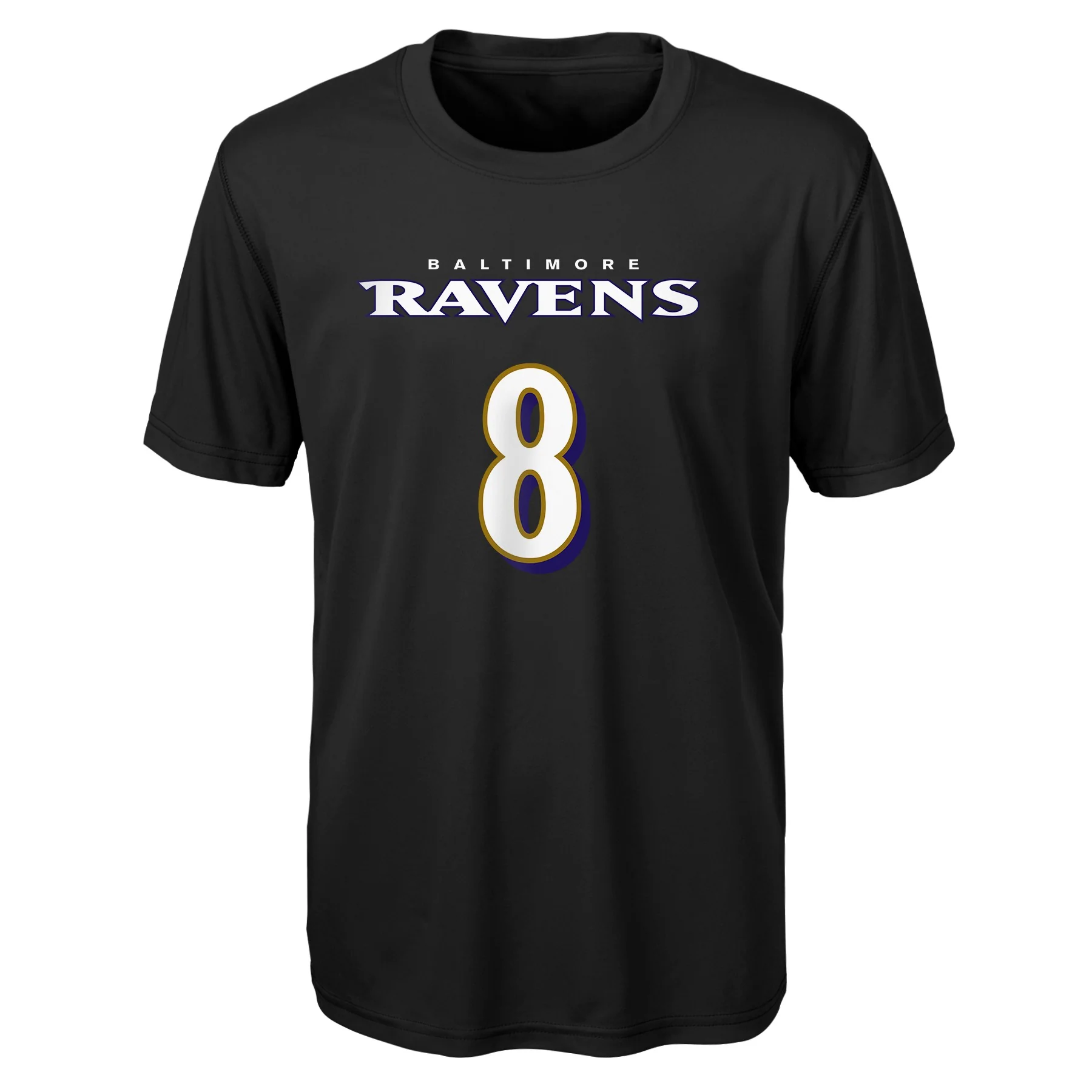 Youth Baltimore Ravens Lamar Jackson Black Mainliner Performance Jersey Tee
