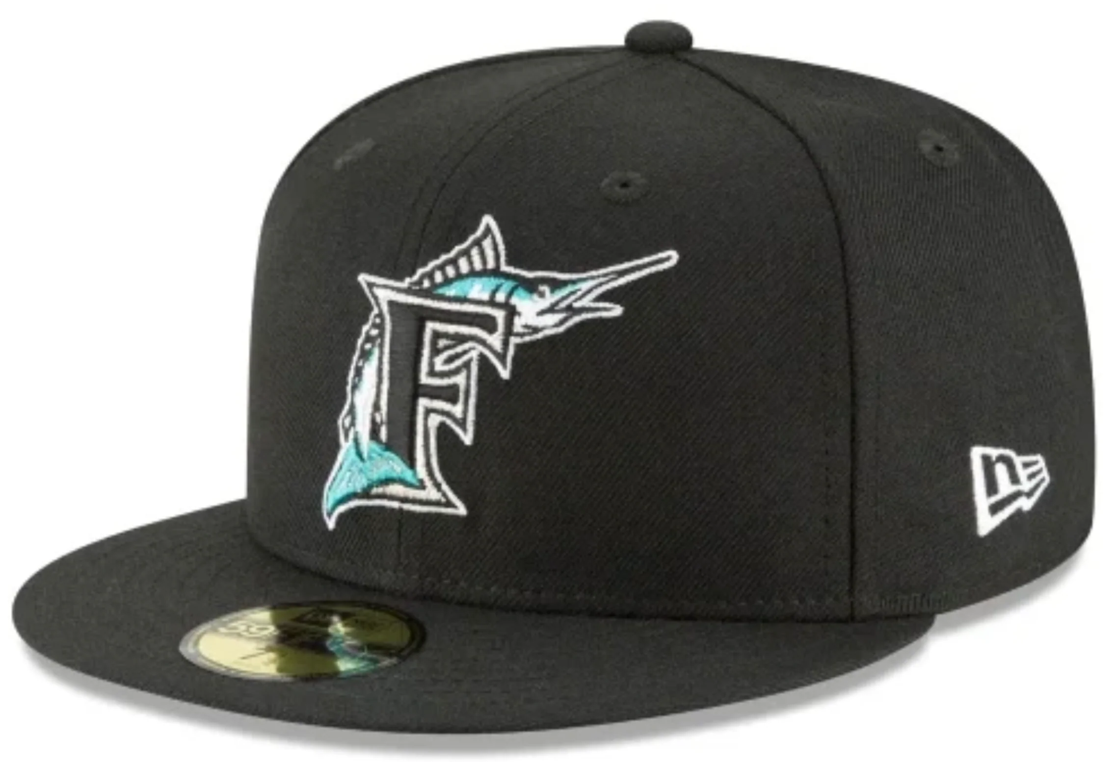 Men's Florida Marlins New Era Black Cooperstown Collection Wool 59FIFTY Fitted Hat