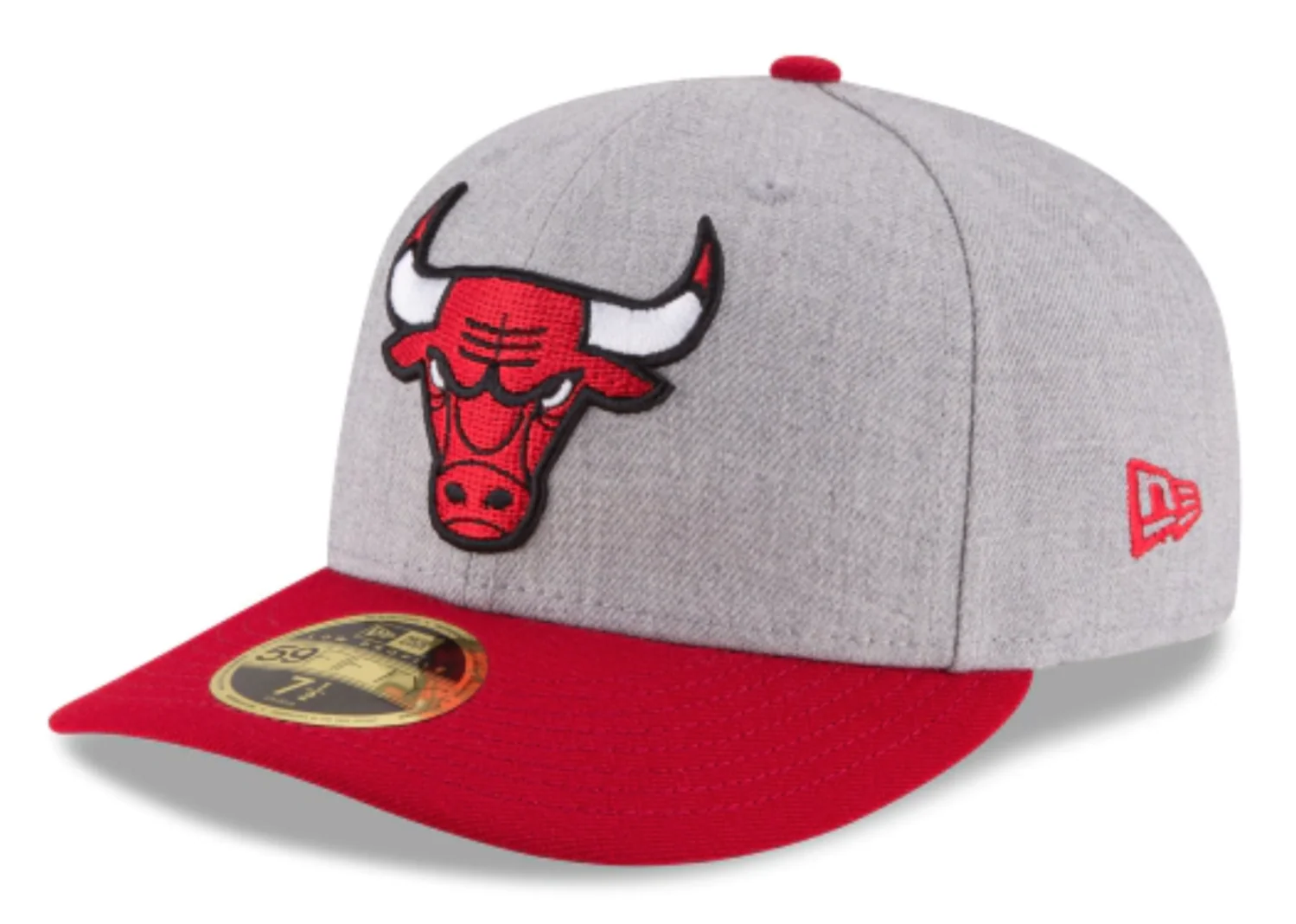 Men's Chicago Bulls 2 Tone Heather Gray And Red Authentic Collection On Field Low Crown Game 59FIFTY Fitted Hat