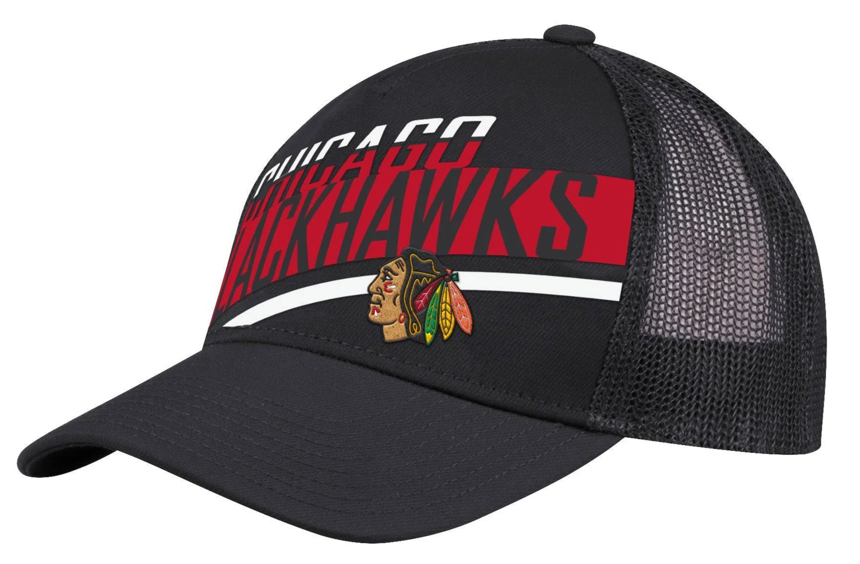 Men’s Chicago Blackhawks Finished Goods Adjustable A-Frame Mesh Back Hat By Adidas