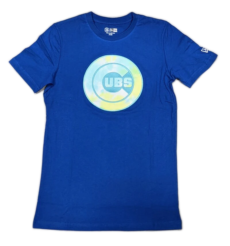 Men's Chicago Cubs New Era Tie-Dye Logo Blue T-Shirt