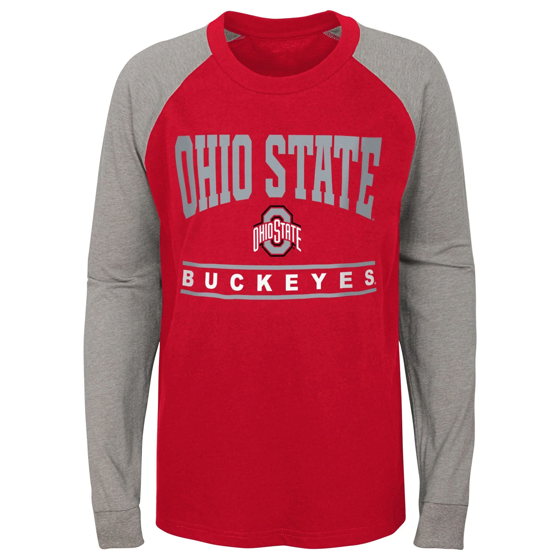 Youth Ohio State Buckeyes Red Raglan Long Sleeve T-Shirt
