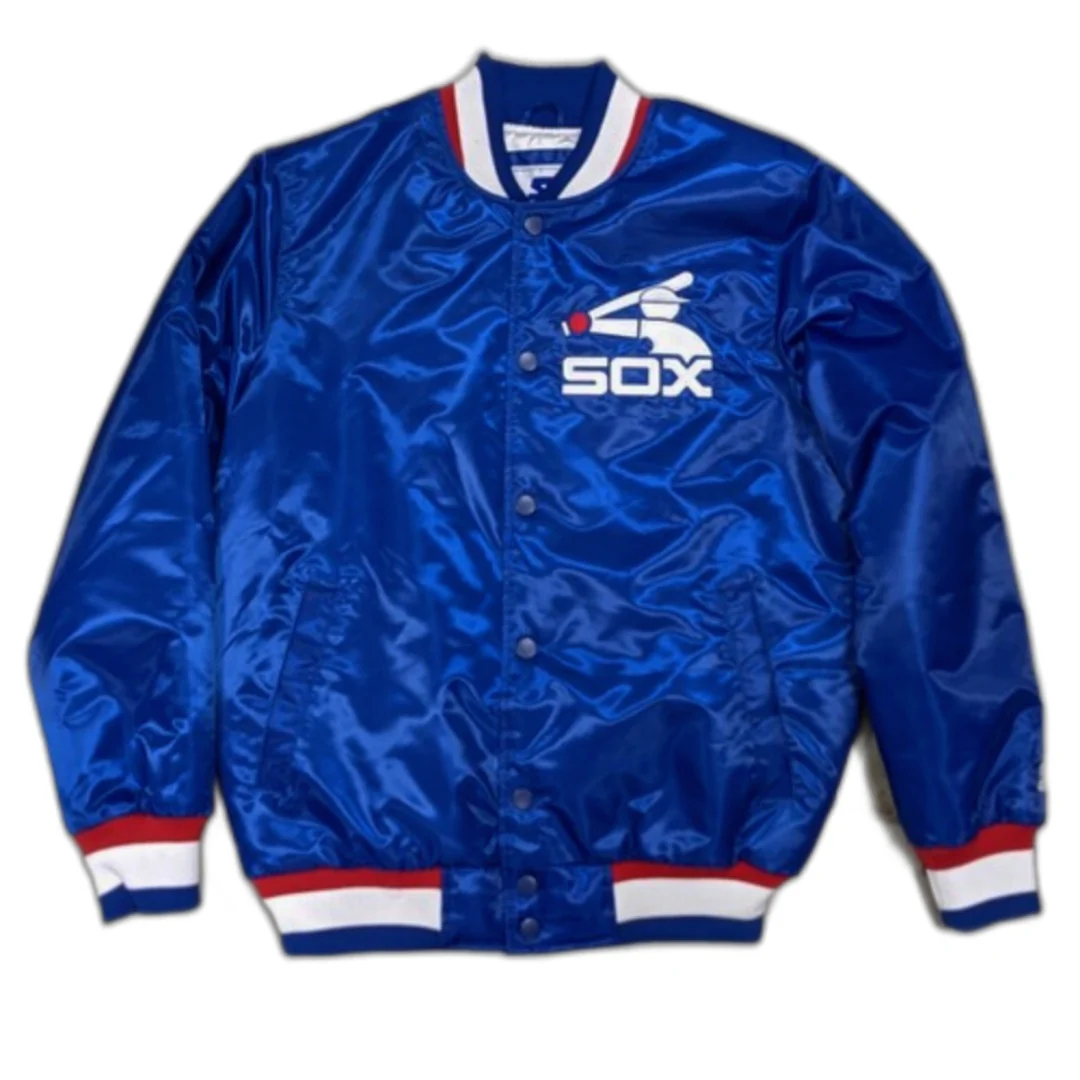 Men's Chicago White Sox Retro Royal Batterman Starter Satin Jacket-Blue