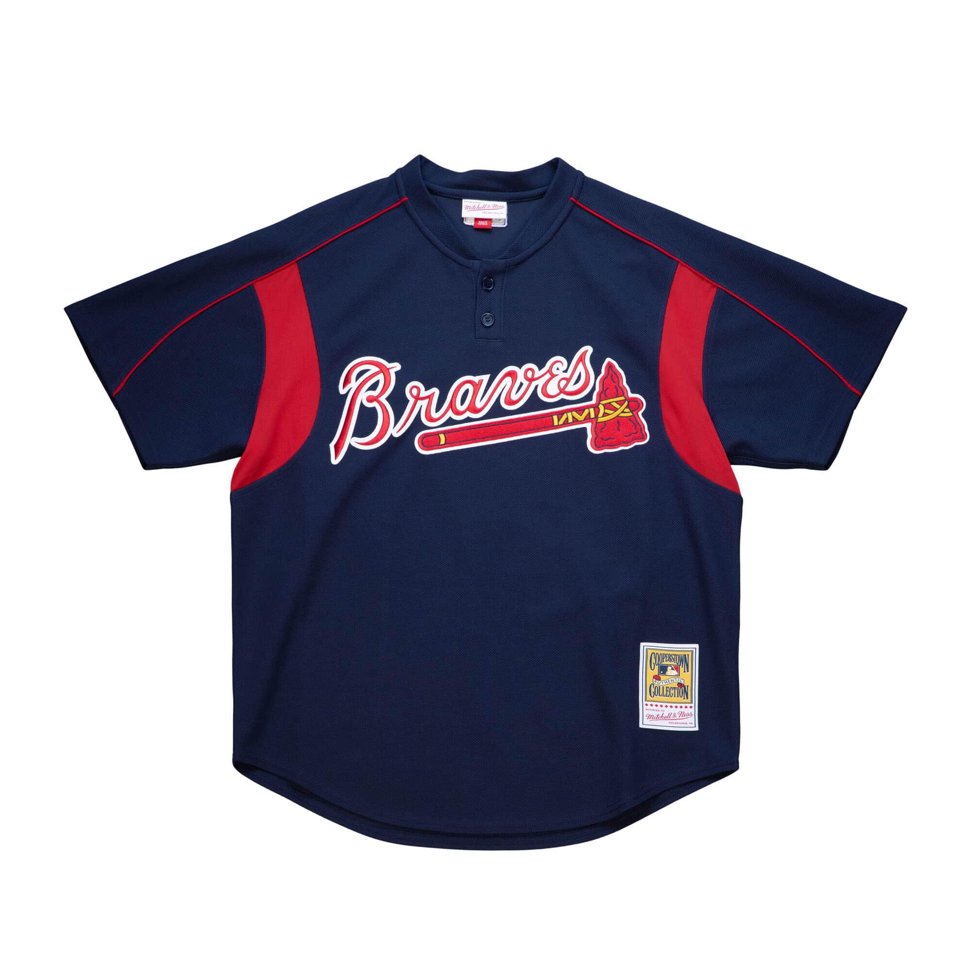 Men's Atlanta Braves John Smoltz 2003 Mitchell & Ness Navy Cooperstown Batting Practice Jersey