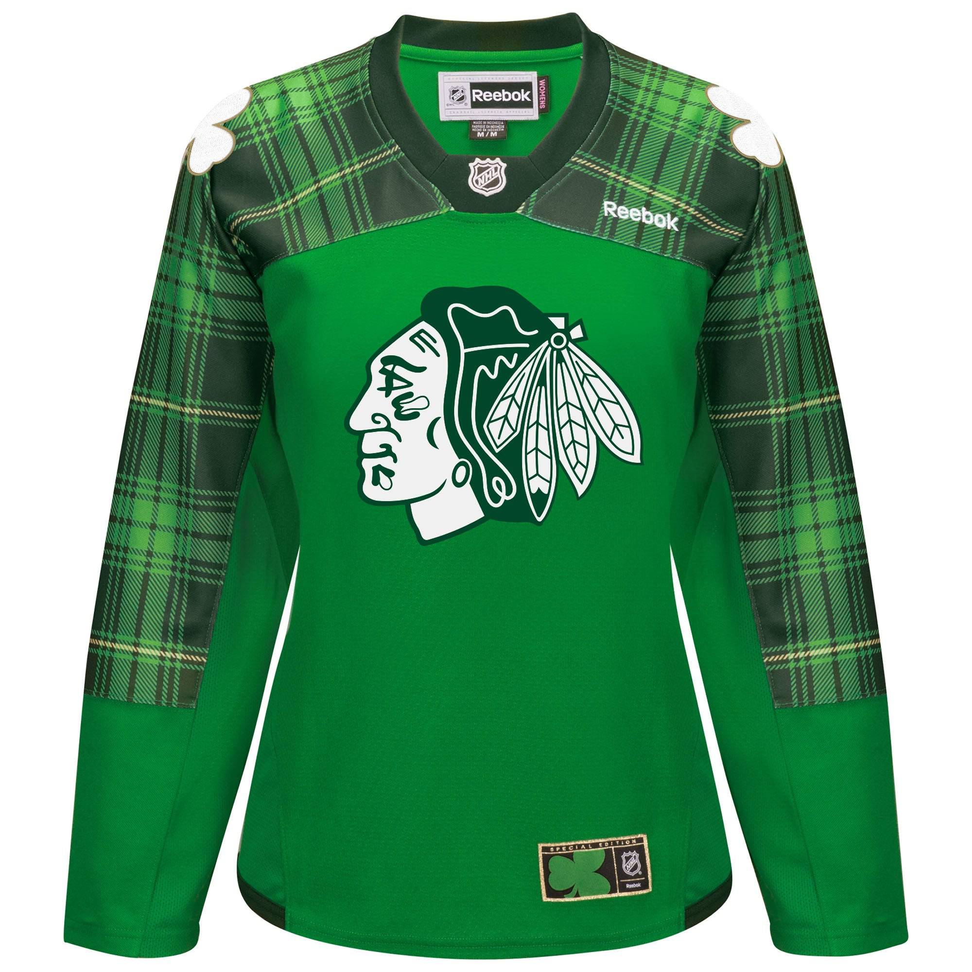 Women's Chicago Blackhawks Tartan Practice  St. Patrick's Day Replica Jersey