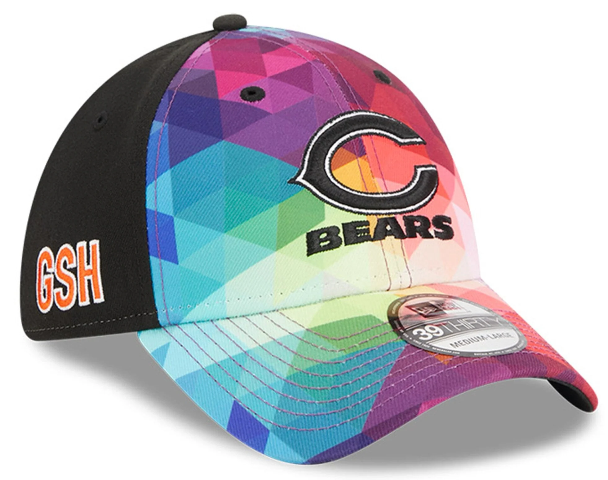 Men's Chicago Bears New Era Pink 2023 NFL Crucial Catch Alternate Logo 39THIRTY Flex Hat
