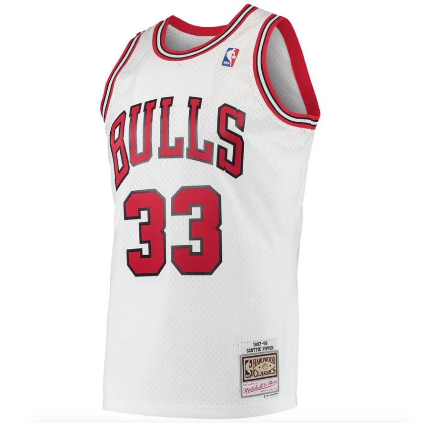 Men's Chicago Bulls Scottie Pippen Mitchell & Ness White Hardwood Classics 1997-98 Swingman Jersey