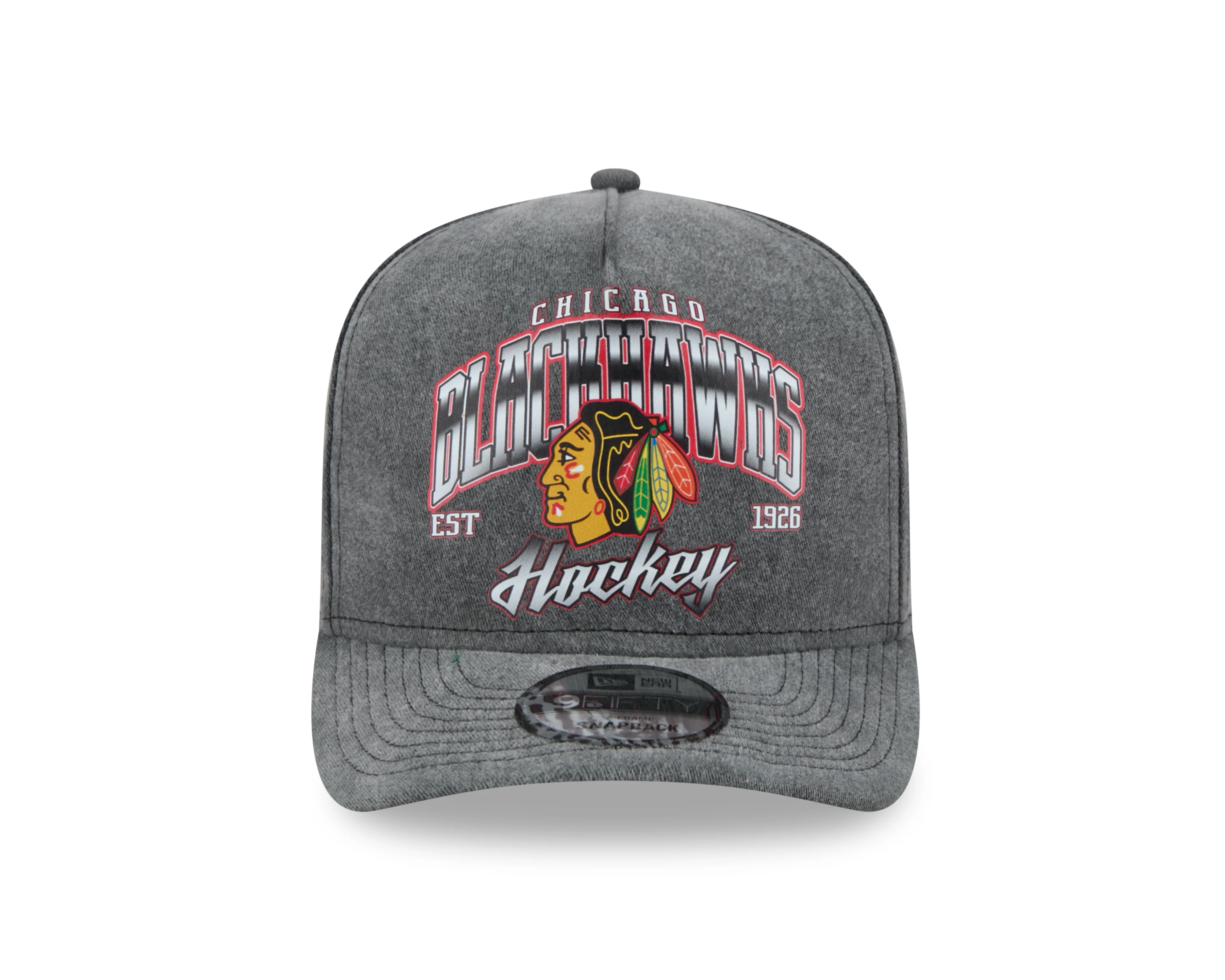 Chicago Blackhawks New Era Gray Washed 9FIFTY A-Frame Snapback Hat
