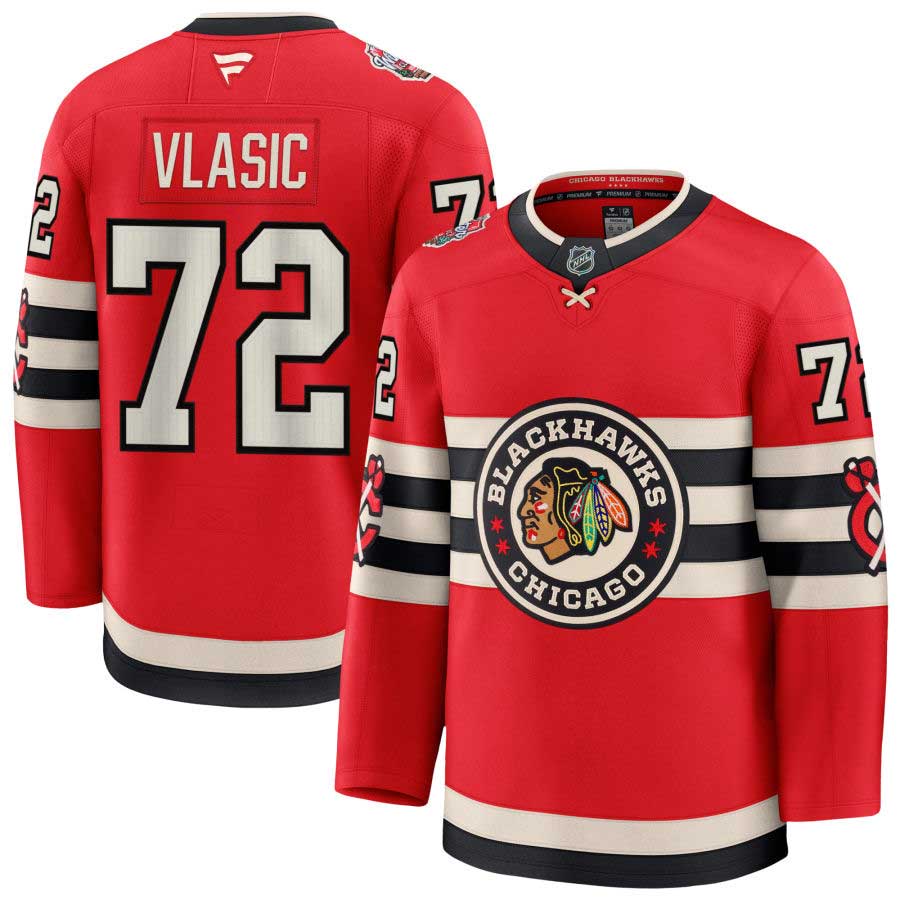 Men's Chicago Blackhawks Alex Vlasic Fanatics Red 2025 NHL Winter Classic Premium Player Jersey