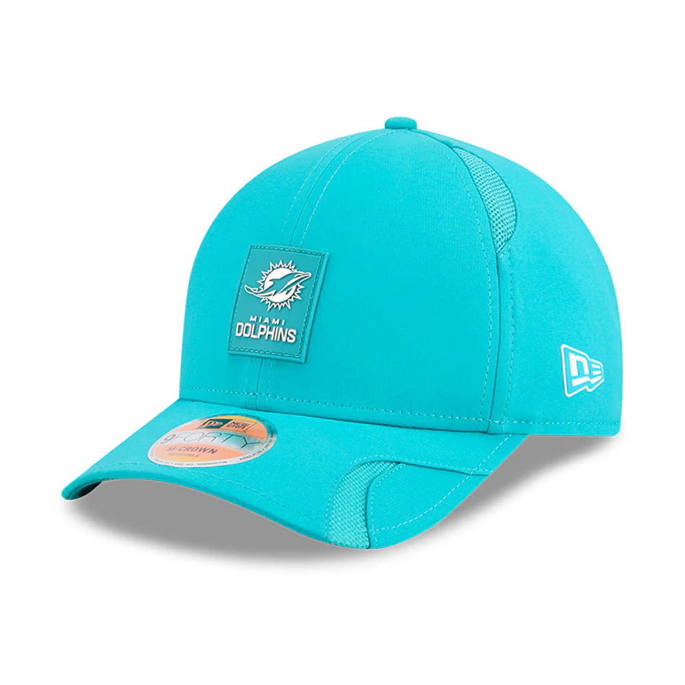 Men's Miami Dolphins New Era Aqua 2025 NFL Primary Logo Sideline Heat 9FORTY M-Crown Adjustable Hat