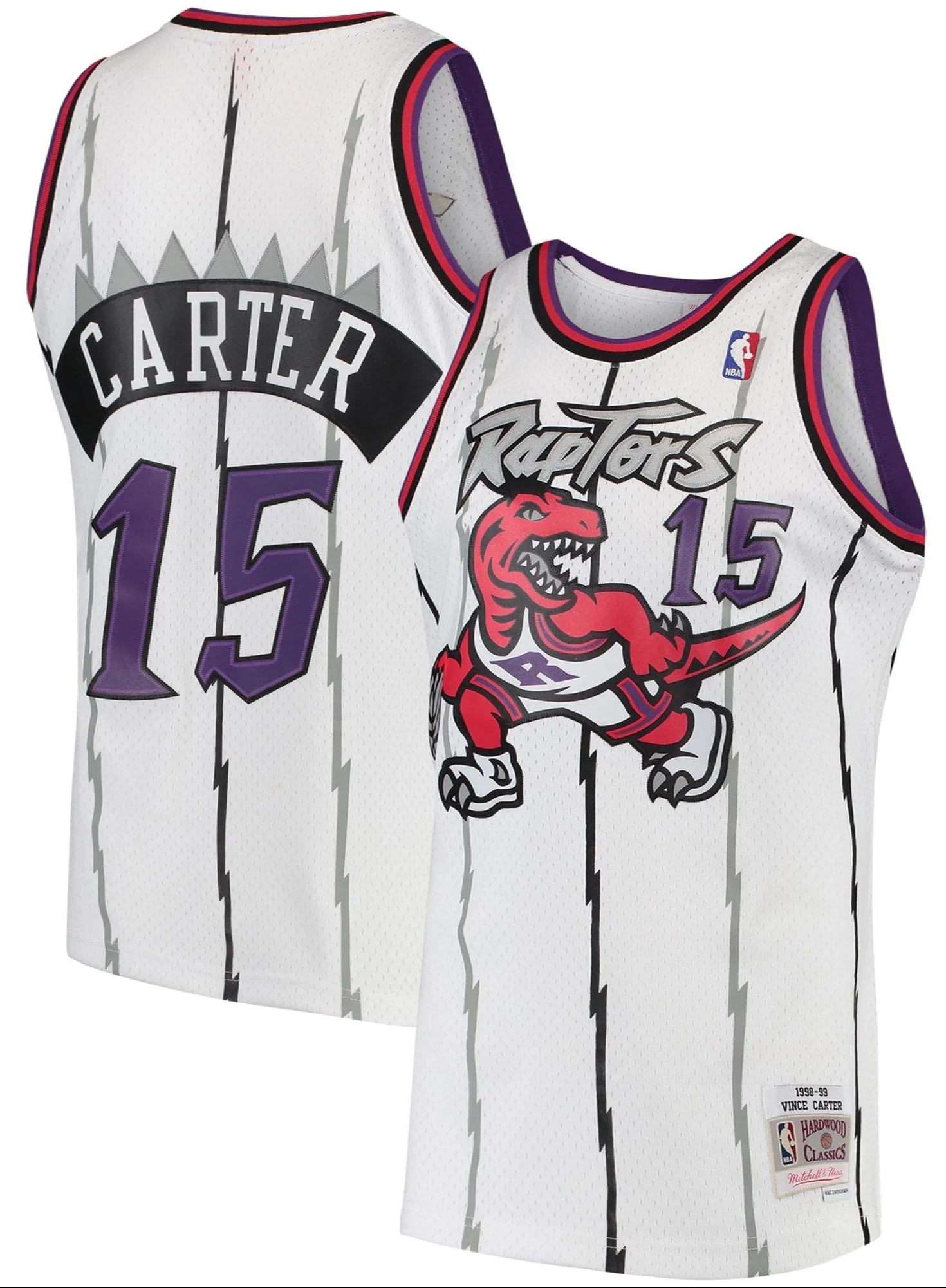Men's Mitchell & Ness Vince Carter Toronto Raptors White 1997-98 Hardwood Classics Swingman Jersey