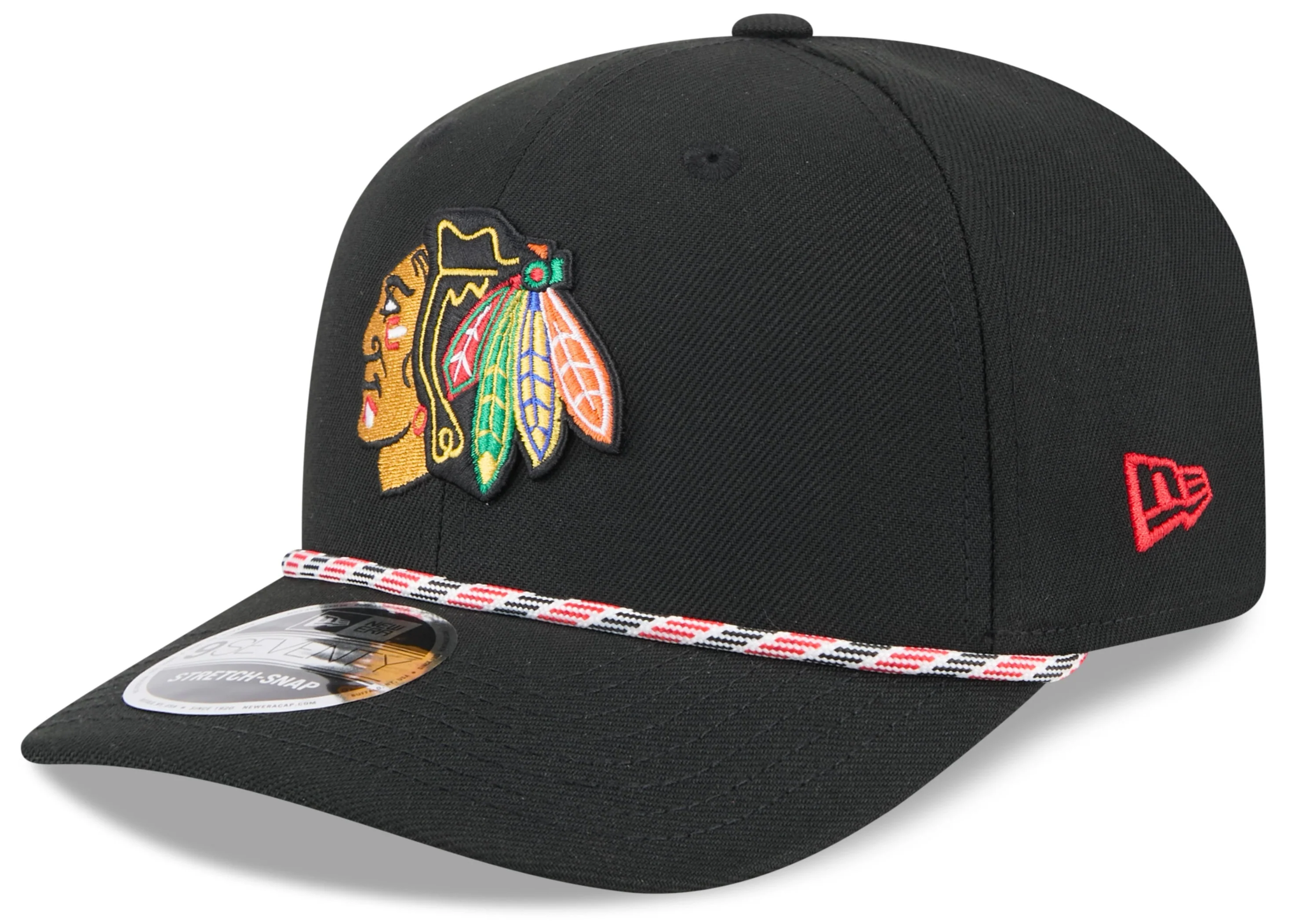 Chicago Blackhawks New Era Black Multi Rope 9SEVENTY Stretch Snap Adjustable Hat