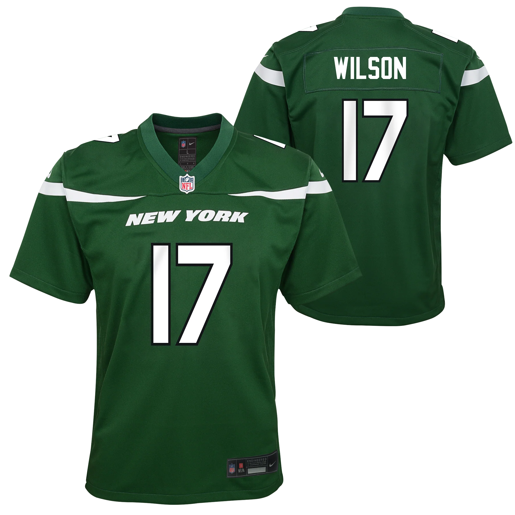 Youth Garrett Wilson New York Jets Nike Green Game Replica Jersey