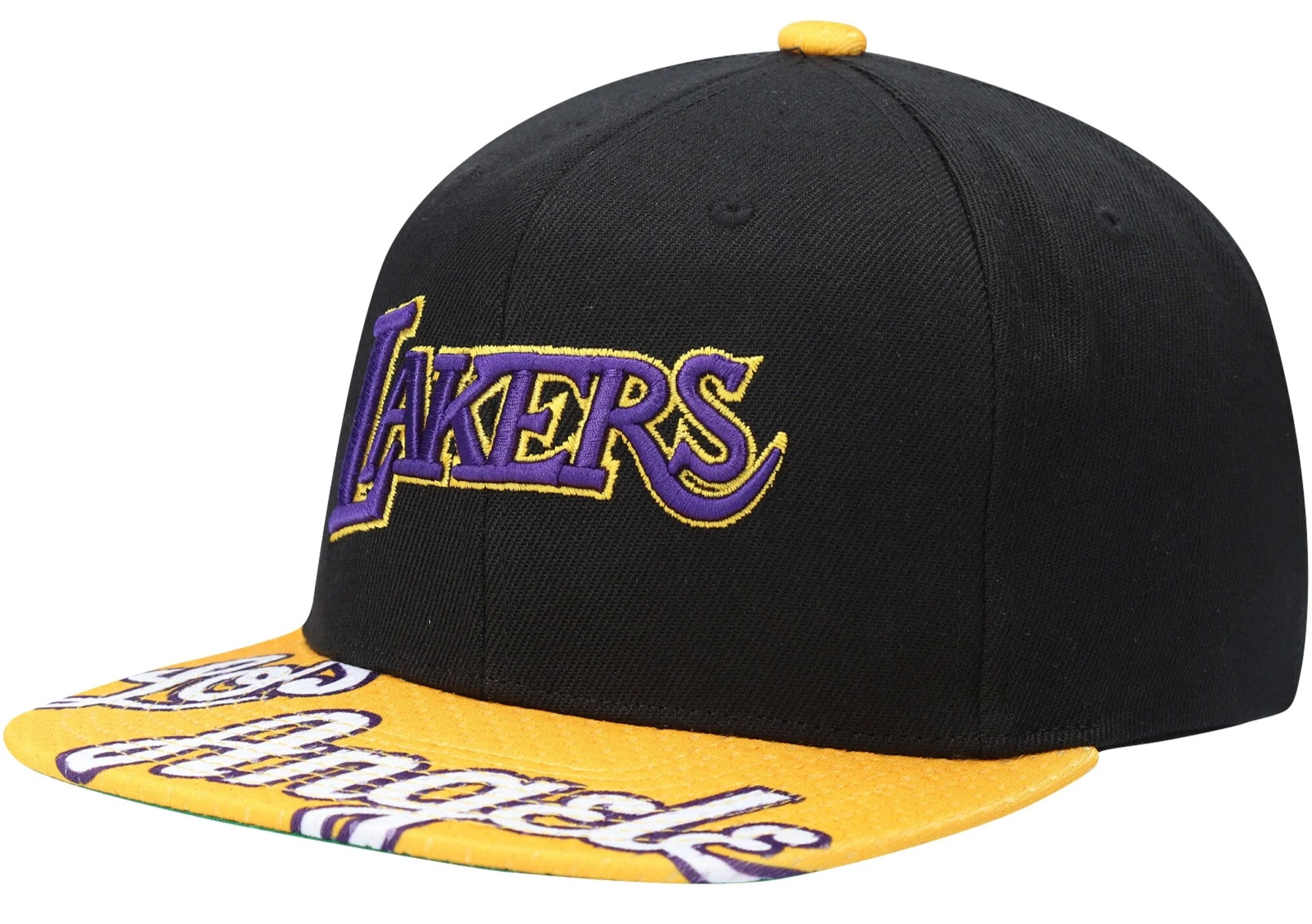 Men's Mitchell & Ness Black/Gold Los Angeles Lakers Hardwood Classics Snapshot Adjustable Snapback Hat