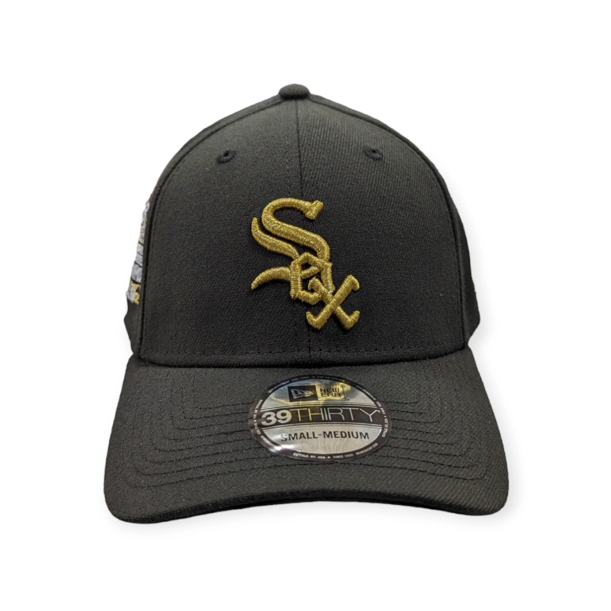 Chicago White Sox 2005 World Series Champions Gold 39THIRTY Black Flex Fit New Era Hat