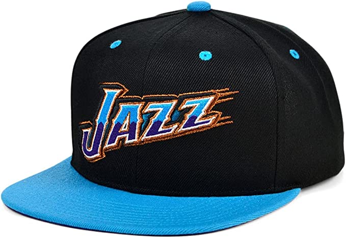 Utah Jazz Mitchell & Ness Hardwood Classics Reload 2.0 Snapback Hat - Black/Light Blue