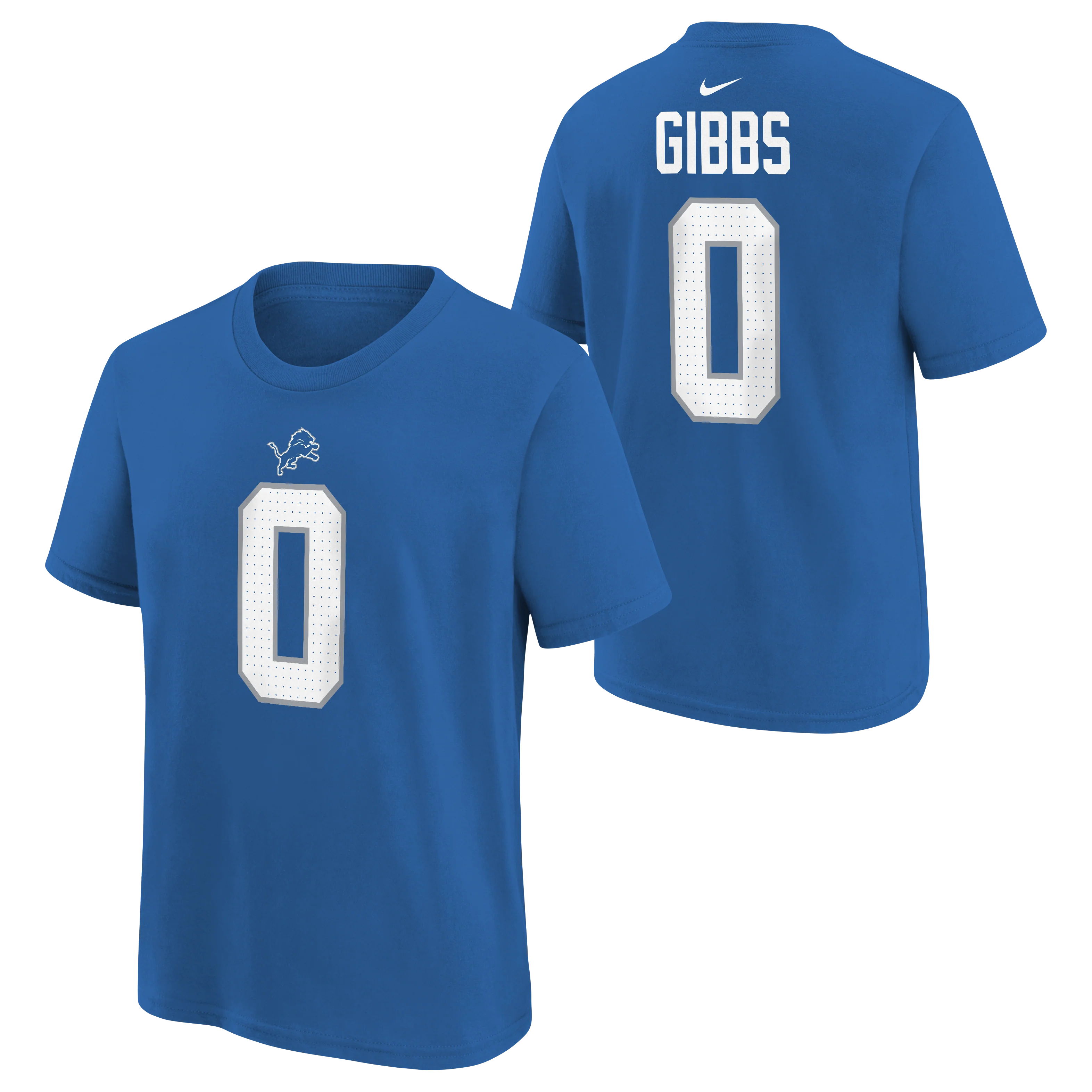 Youth Jahmyr Gibbs Detroit Lions Nike Blue FUSE Name & Number T-Shirt