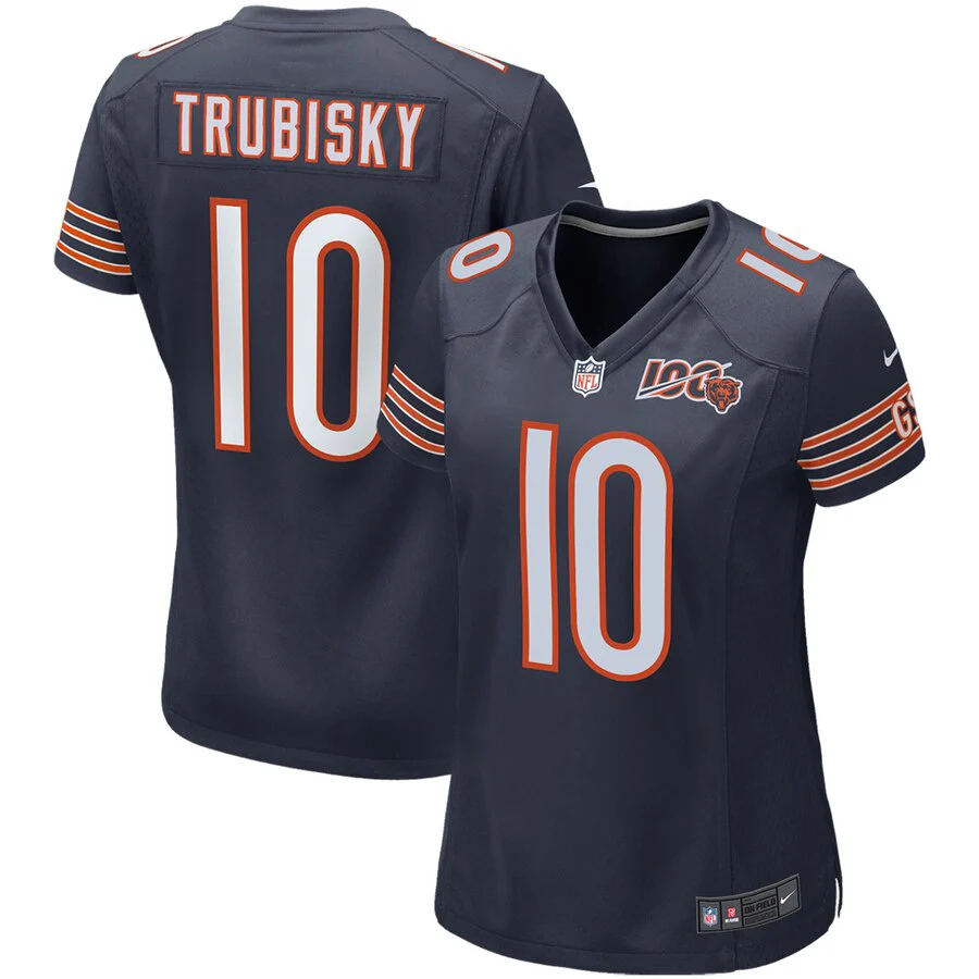 Women's Chicago Bears Mitchell Trubisky Nike Navy 100th Season Game Jersey