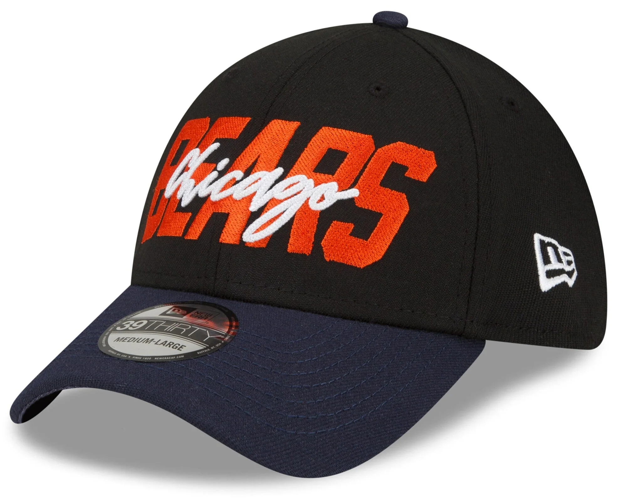 Men's Chicago Bears New Era Black/Navy 2022 NFL Draft 39THIRTY Flex Hat