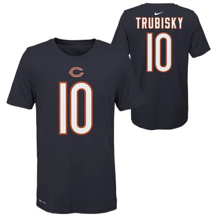 Youth Chicago Bears Mitchell Trubisky Nike Navy Player Pride Name & Number Performance T-Shirt