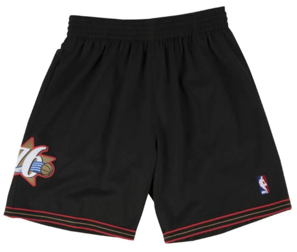 Men's Philadelphia 76ers Mitchell and Ness Hardwood Classics Black 2000-01 Swingman Shorts