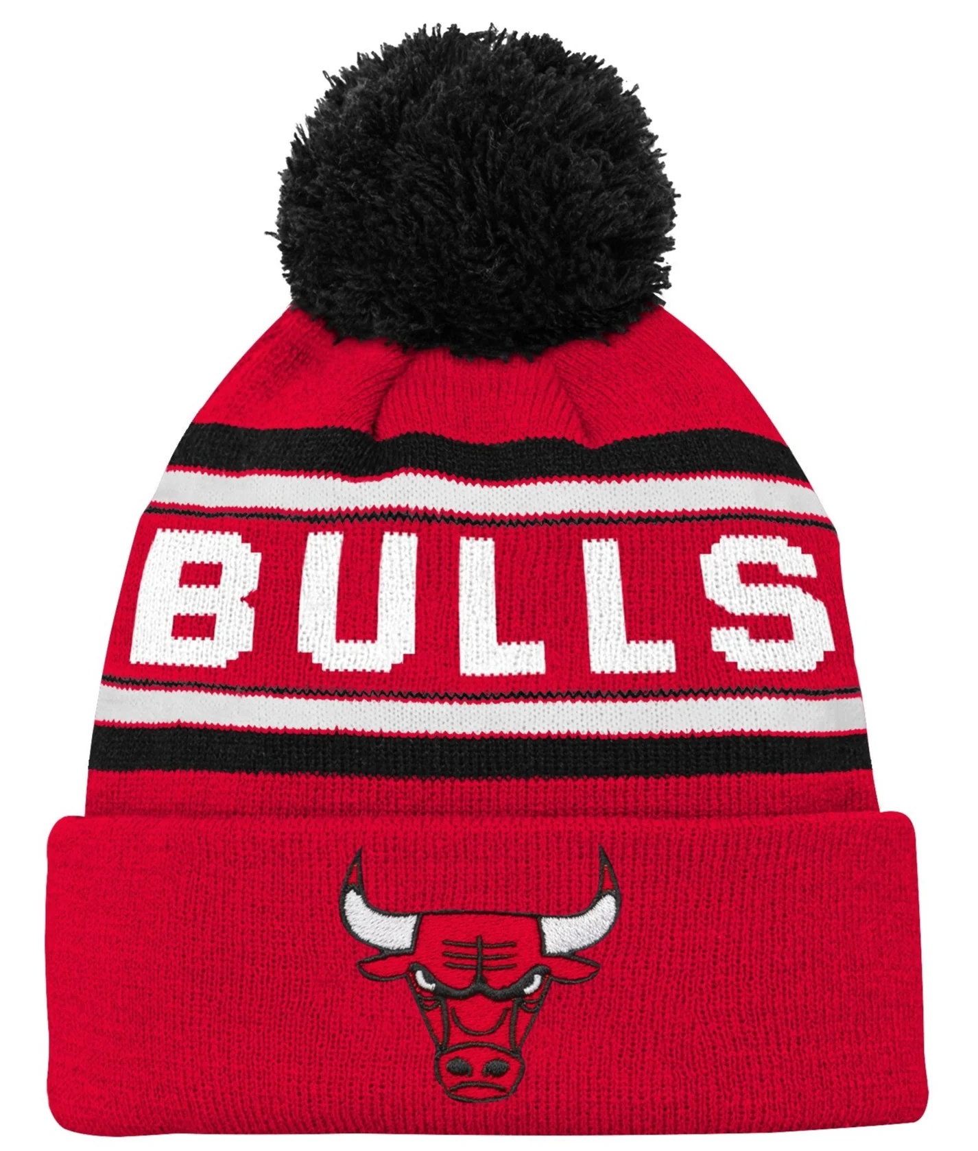 Youth Chicago Bulls Red NBA Cuff Pom Knit