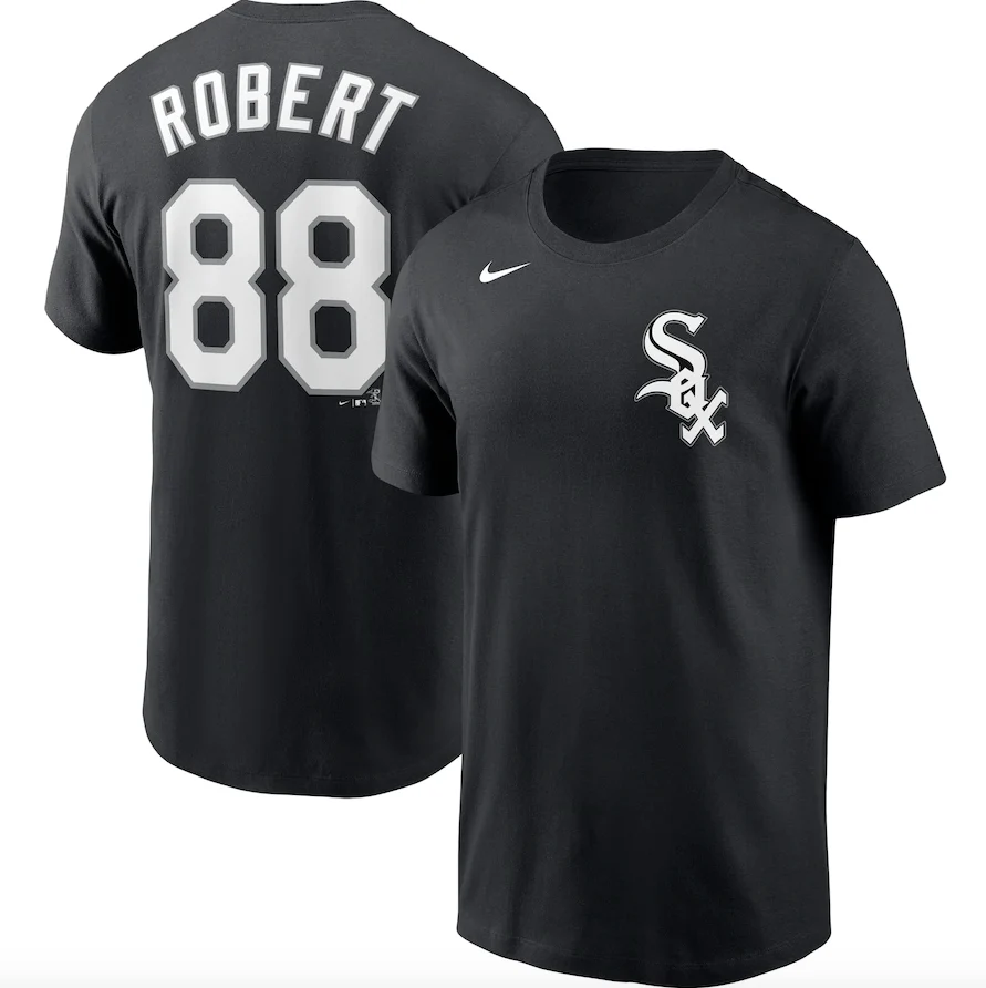 Men's Chicago White Sox Luis Robert Nike Black Name & Number T-Shirt
