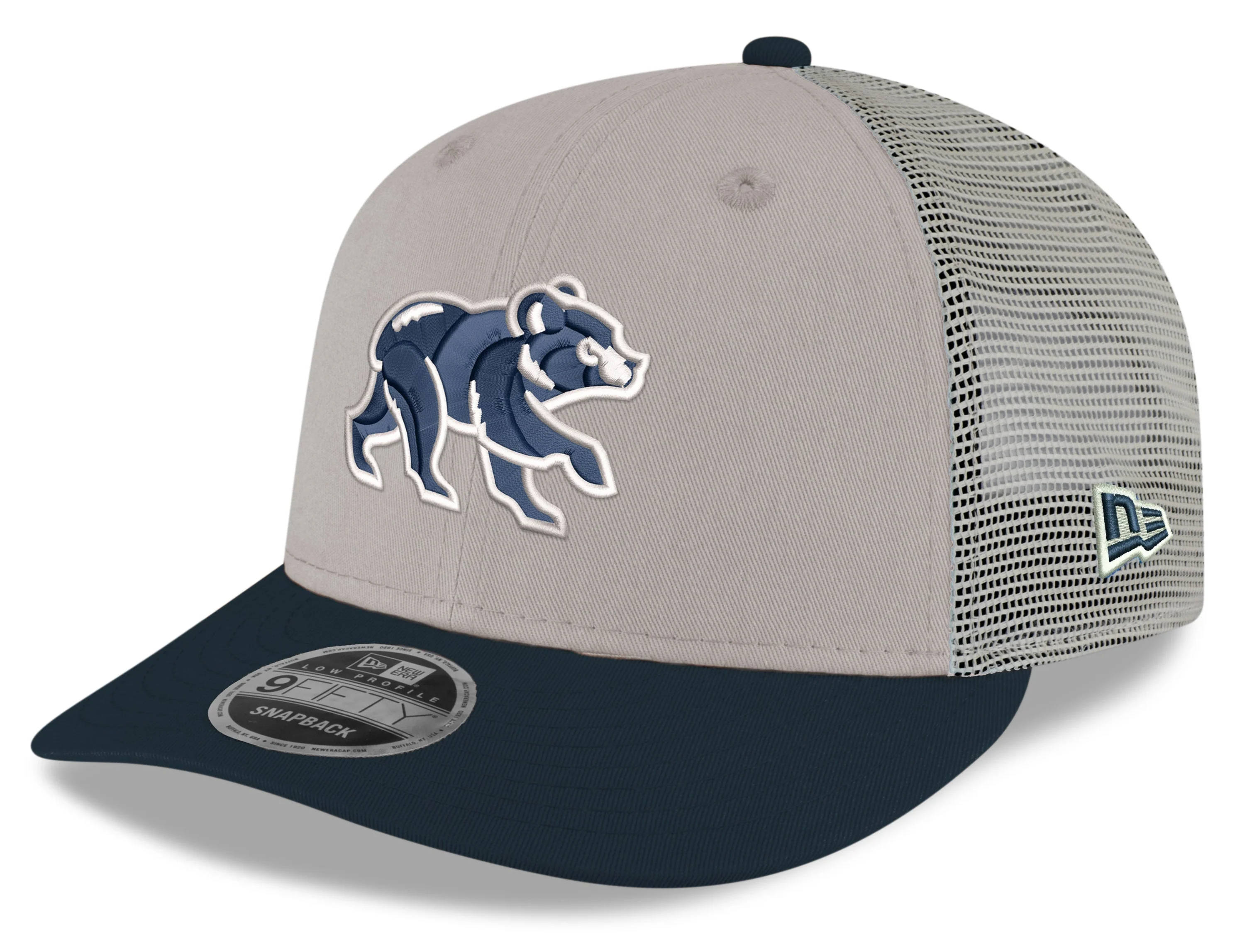 Chicago Cubs New Era Stone/Navy Spring Training Bear Low Profile 9FIFTY Mesh Back Snapback Adjustable Hat
