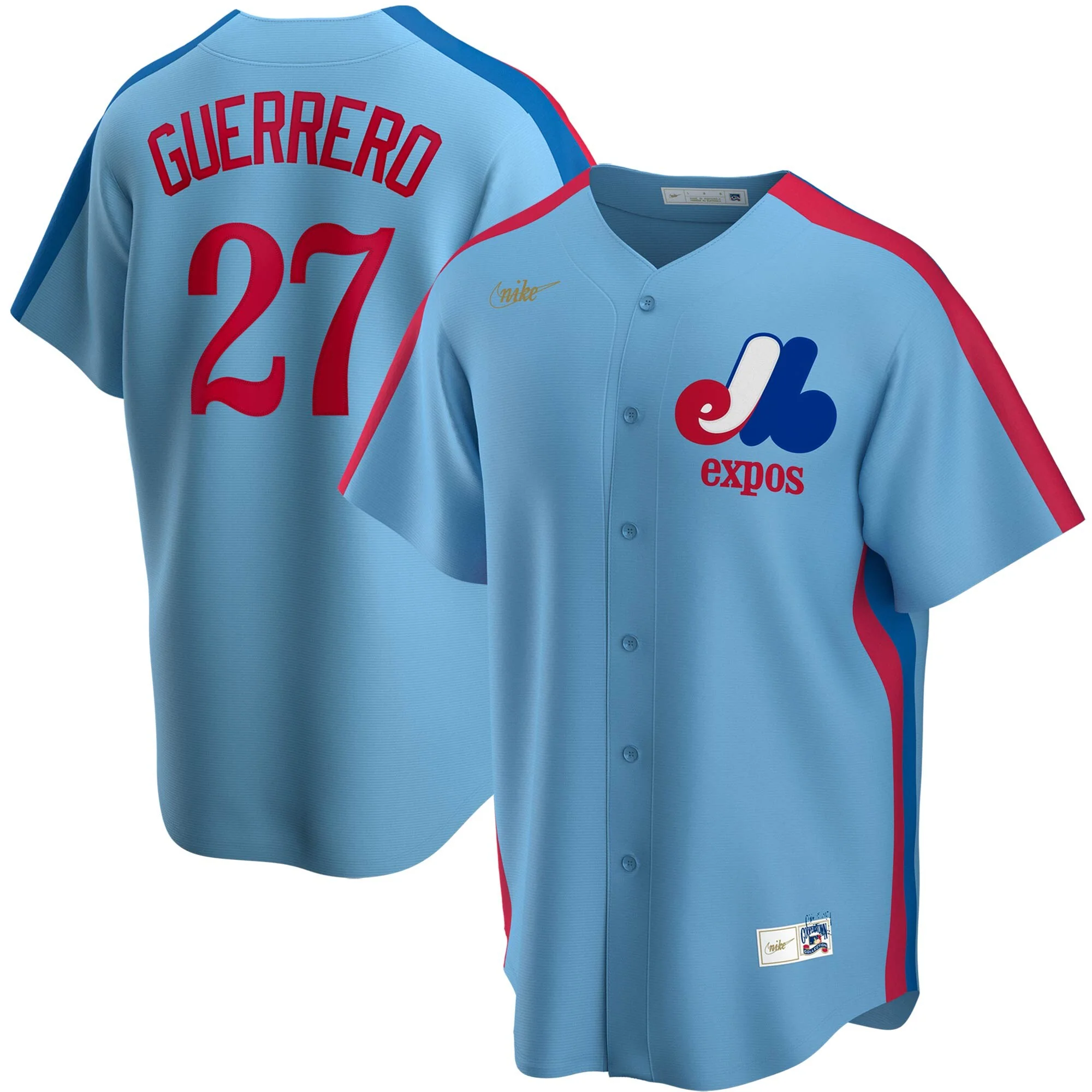 Men's Montreal Expos Vladimir Guerrero Nike Light Blue Road Cooperstown Collection Team Jersey
