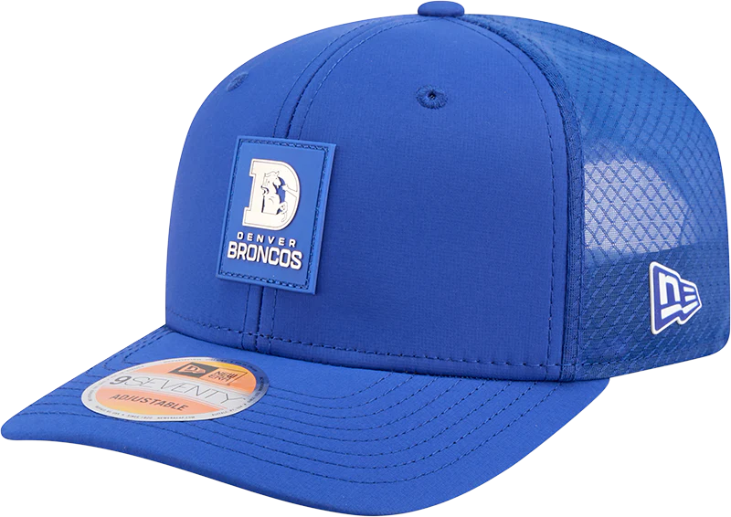 Men's Denver Broncos New Era Royal 2025 Sideline 9SEVENTY Trucker Adjustable Hat