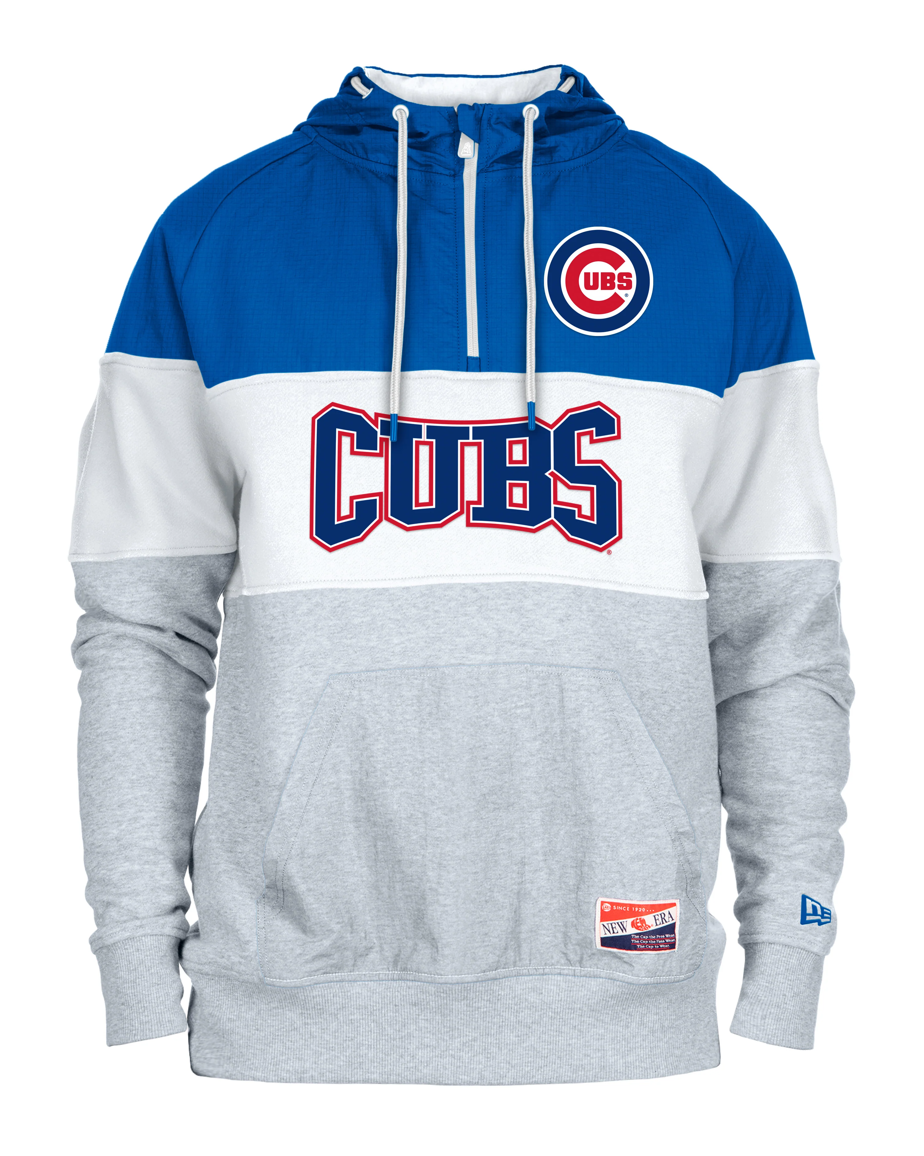 Mens Chicago Cubs New Era White/Royal/Gray Half Zip Hoodie