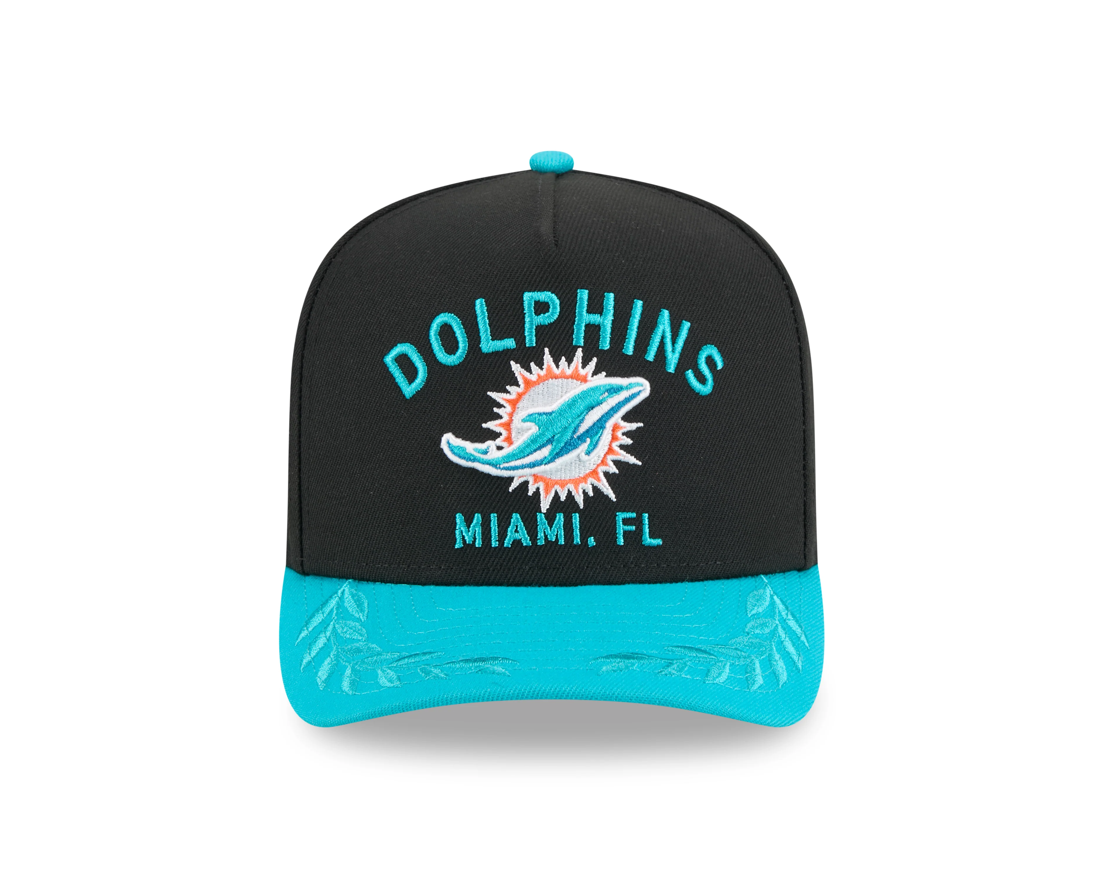 Men's Miami Dolphins New Era 2025 NFL Draft Black A-Frame 9FIFTY Snapback Adjustable Hat