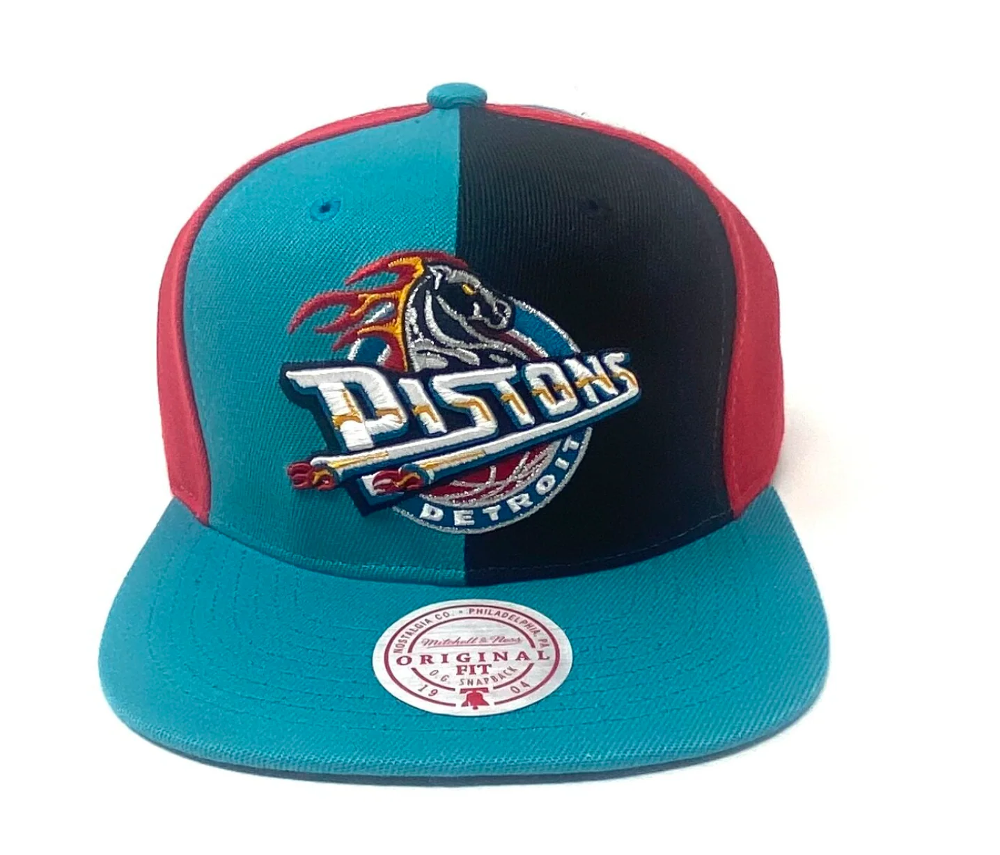 Men's Detroit Pistons Mitchell & Ness NBA Pinwheel Snapback Hat
