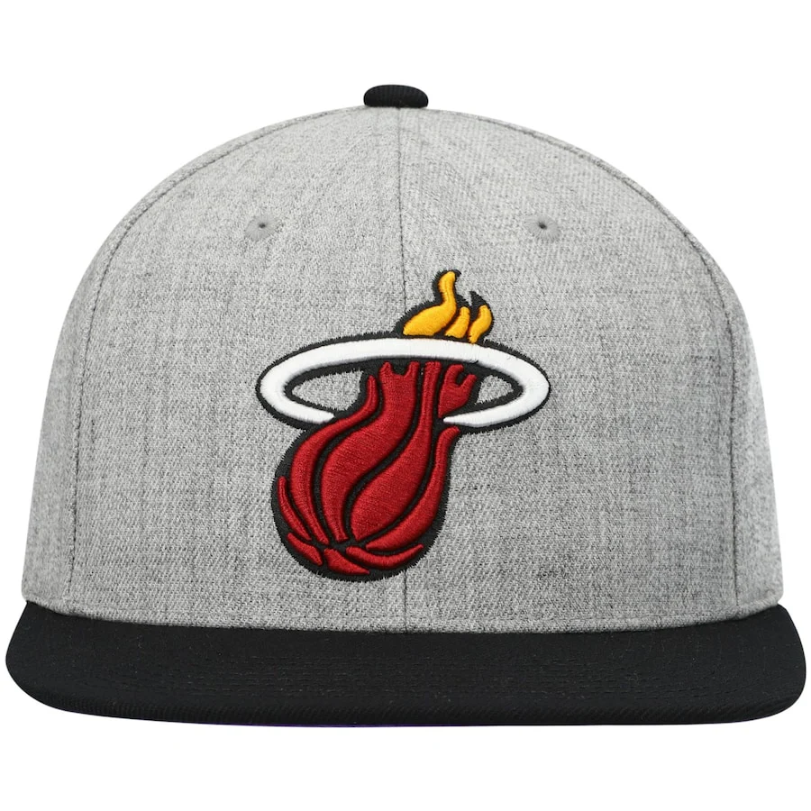 Men's Miami Heat Mitchell & Ness Gray/Purple Heathered Underpop Snapback Hat