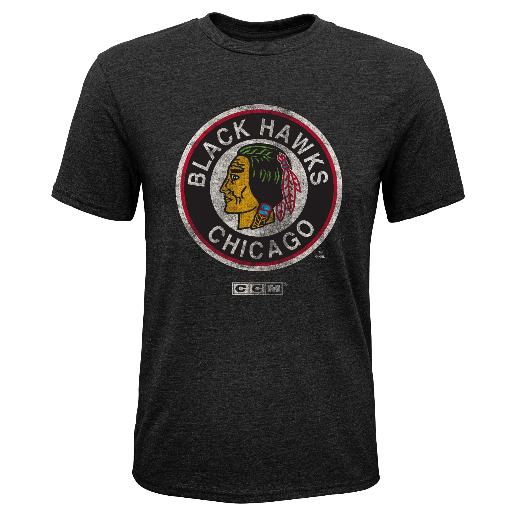 CCM Chicago Blackhawks Youth Black Vintage Logo Tee