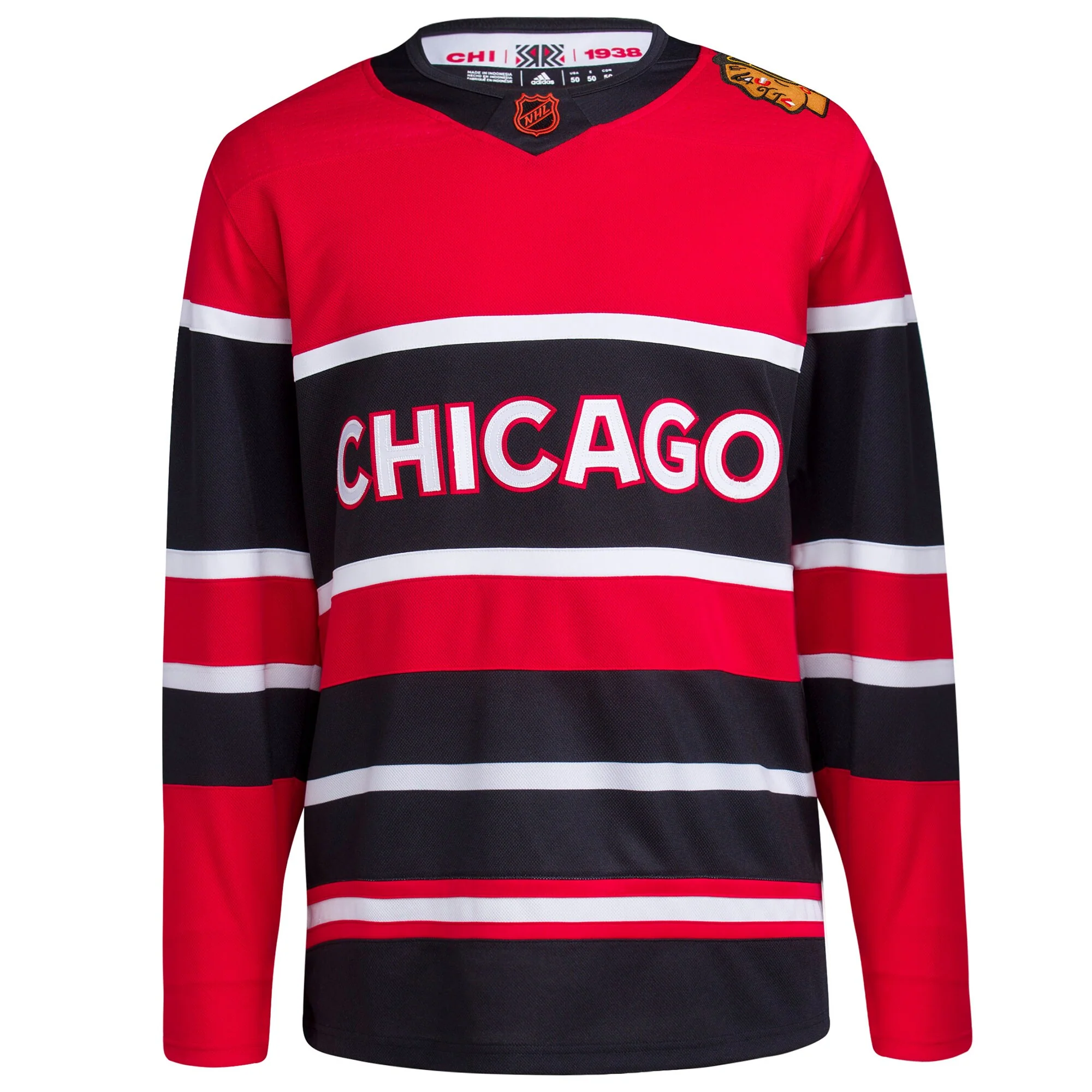 Men's Chicago Blackhawks adidas Red Reverse Retro 2.0 Authentic Blank Jersey